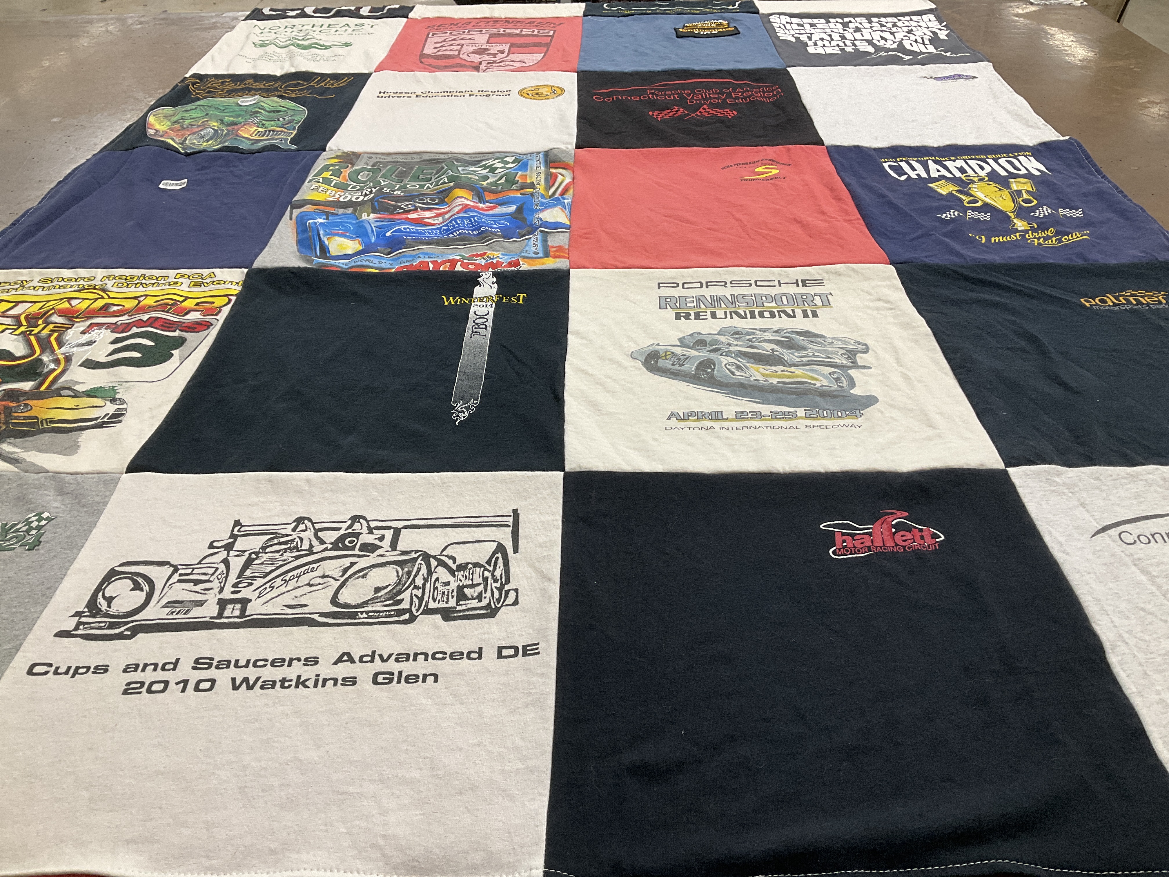 T-shirt quilt with automotive, racing themes by Tiffany from CT