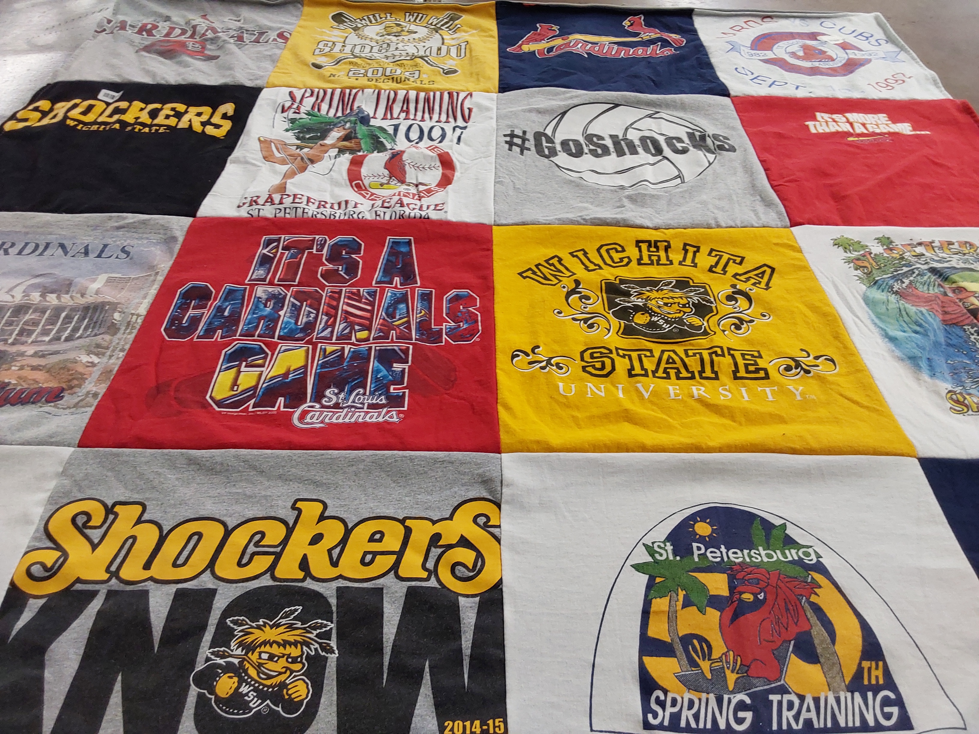 T-shirt quilt featuring st louis cardinals, wichita state university shockers by Claire from CO