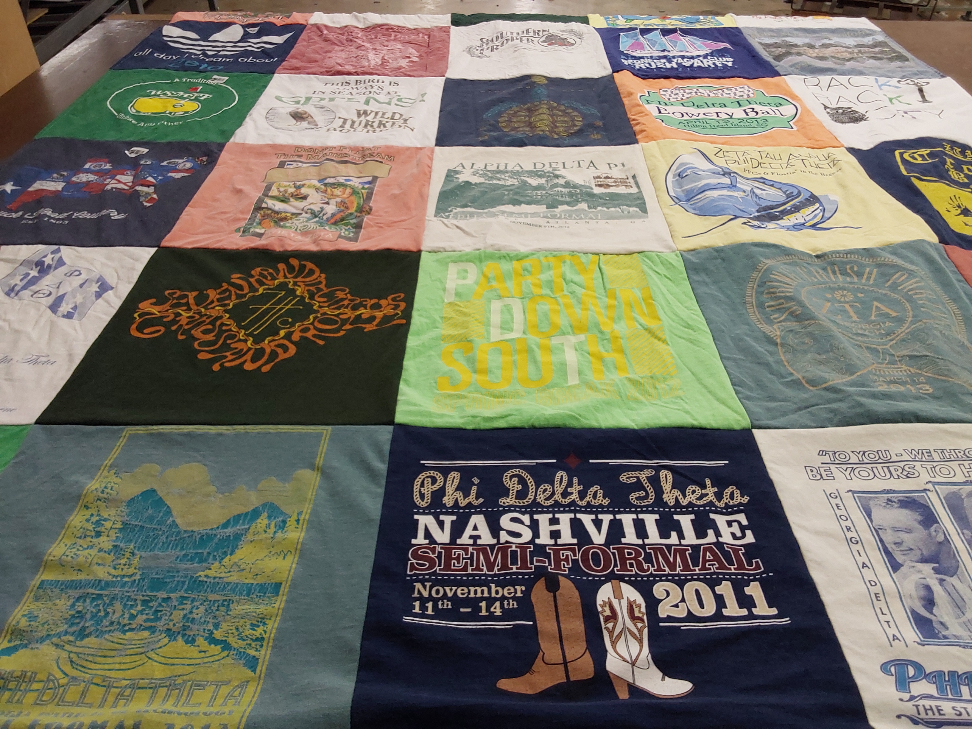 T-shirt quilt with sorority, fraternity themes by Jefferson from GA