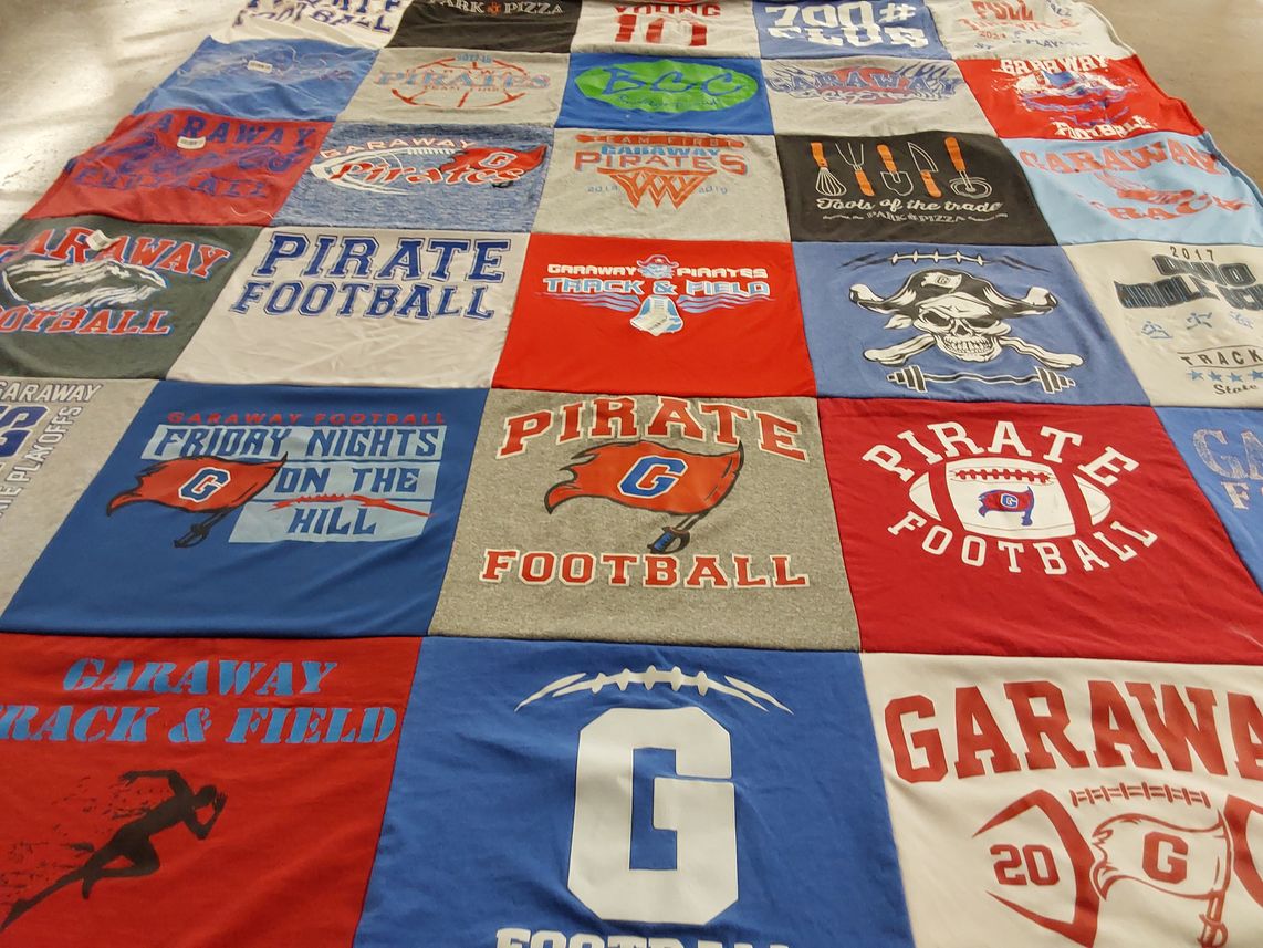 T-shirt quilt featuring garaway football, garaway track and field by Jill from OH