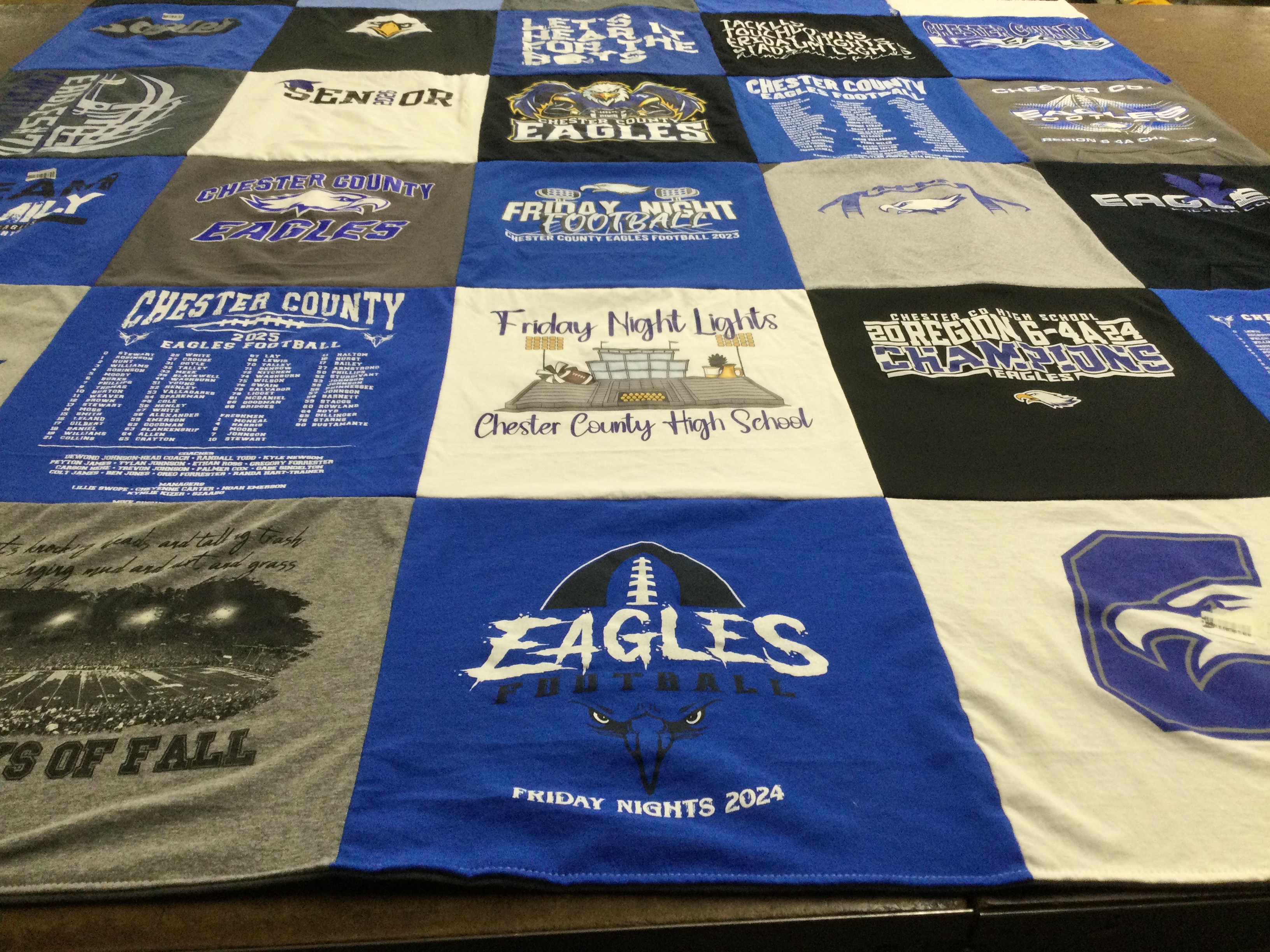 T-shirt quilt featuring chester county eagles football by Kristy from TN