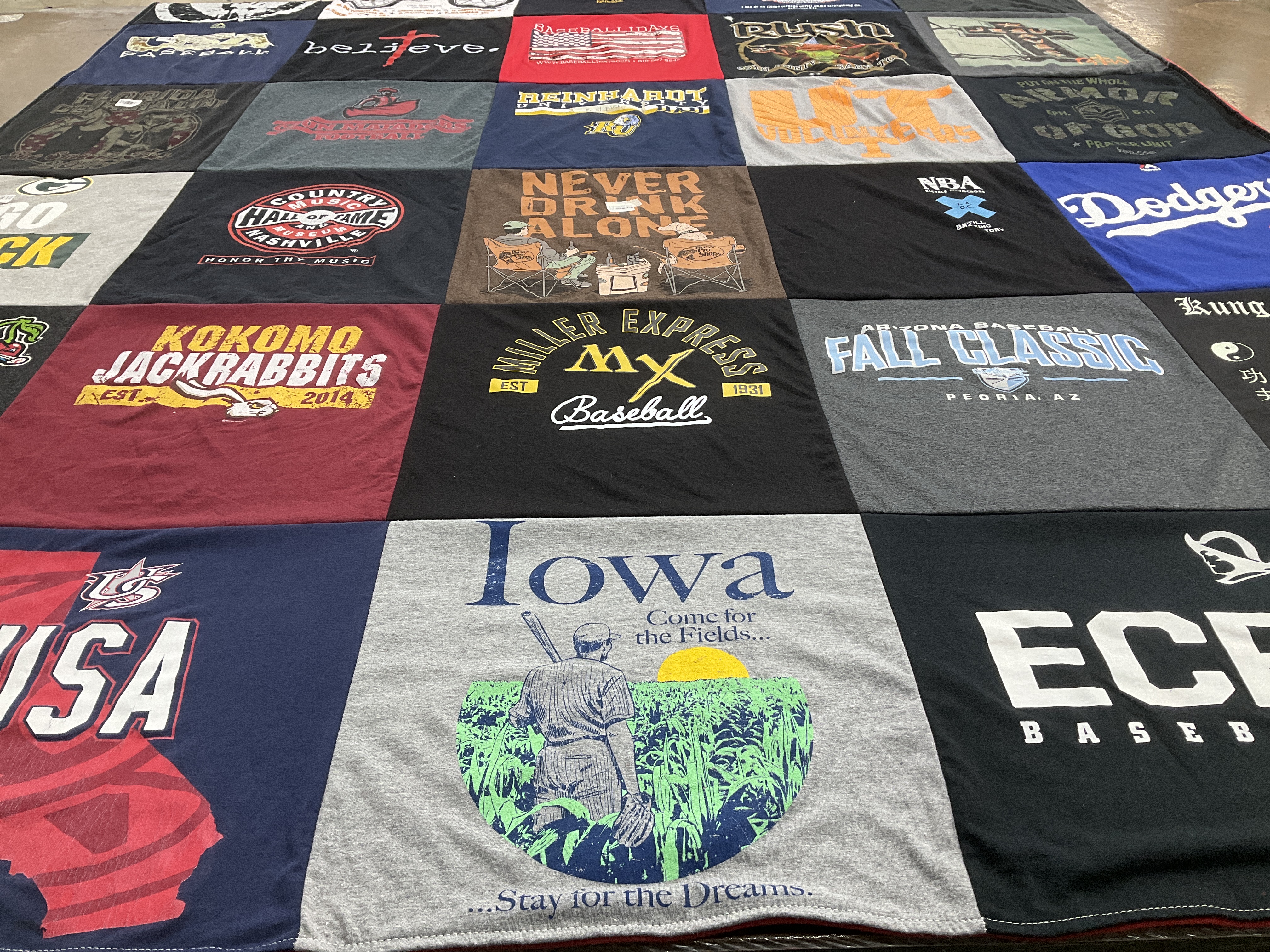 T-shirt quilt from kokomo jackrabbits, iowa state university by Heidi from CA