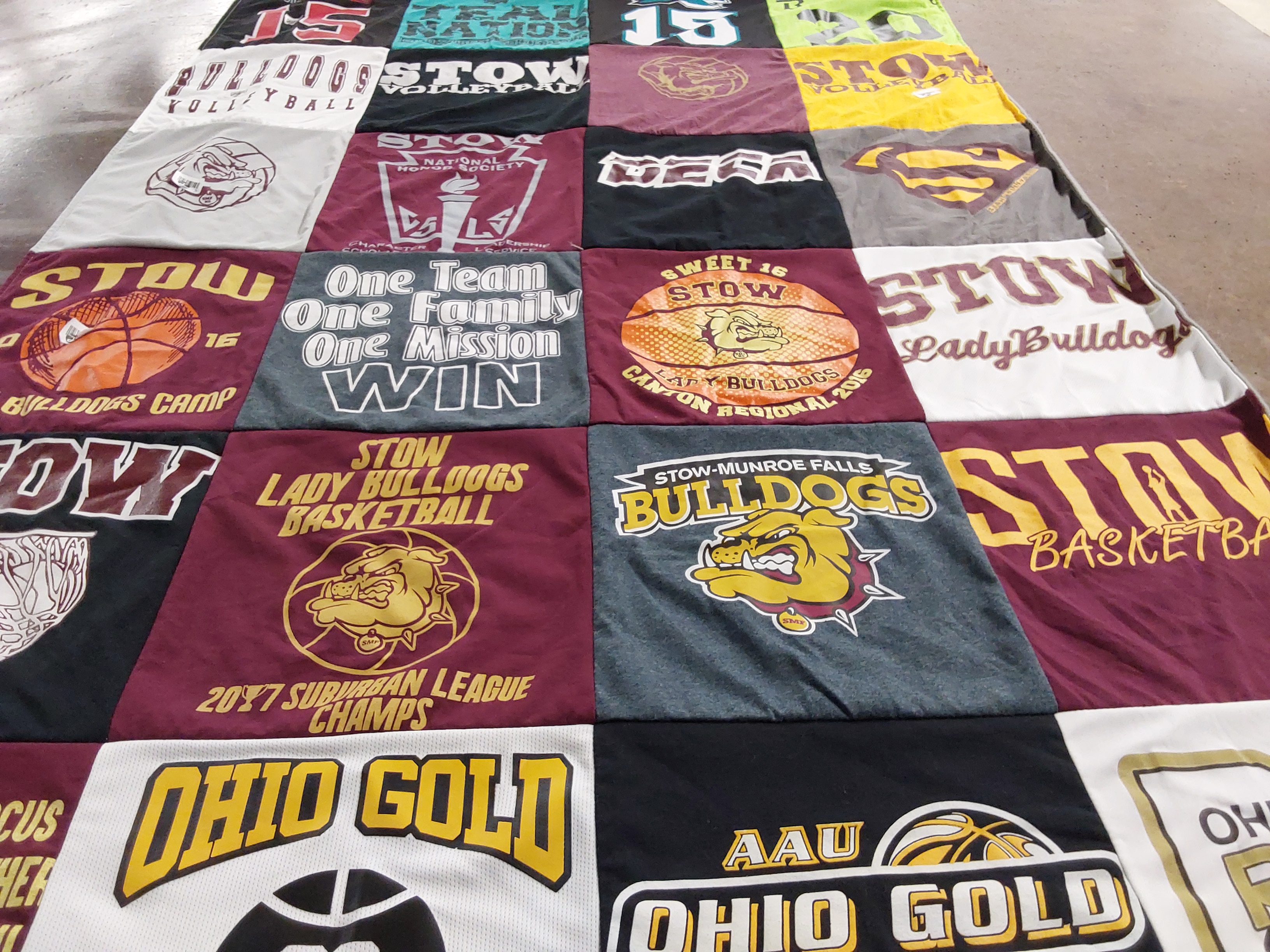 T-shirt quilt featuring stow lady bulldogs basketball, stow bulldogs basketball by Leigh Ann from OH
