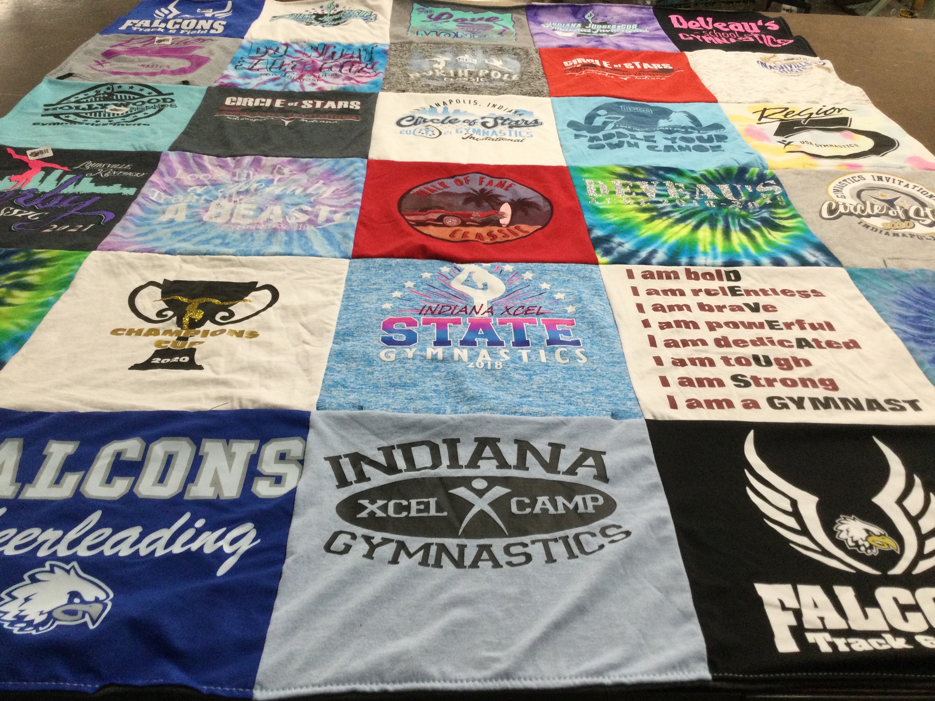 T-shirt quilt featuring falcons by Erin from IN