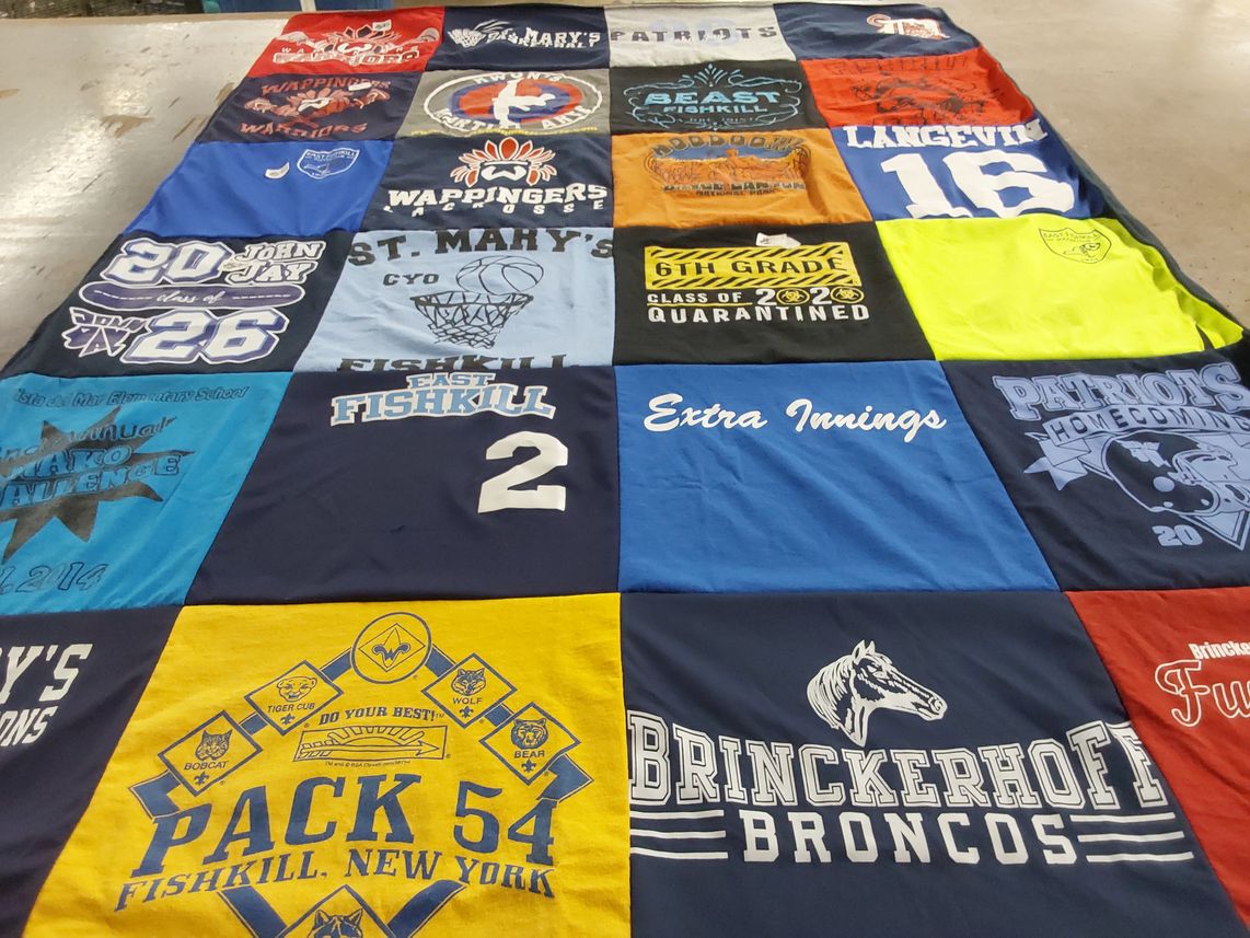 T-shirt quilt featuring wappingers warriors, fishkill patriots by Karen from NY
