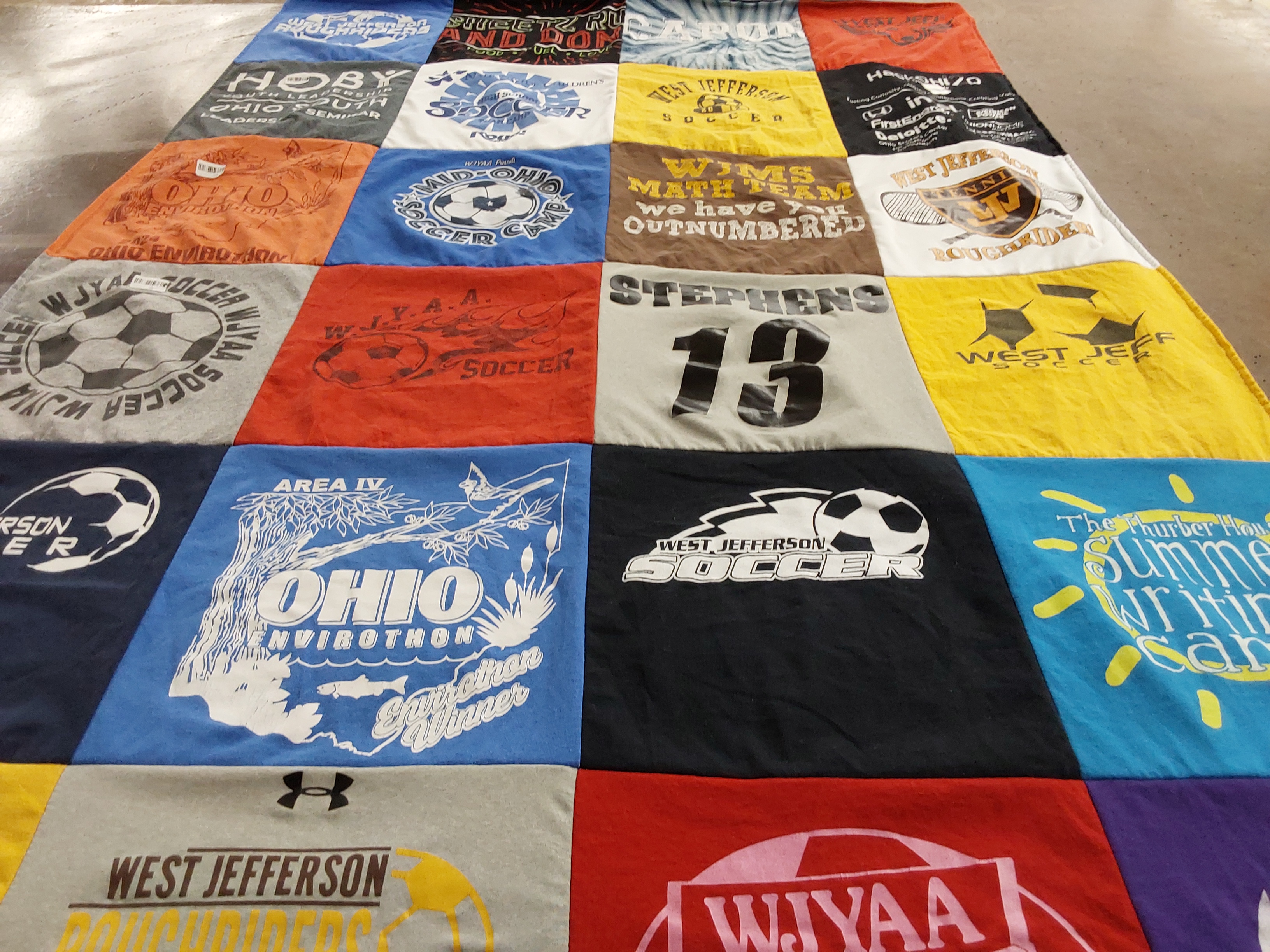 T-shirt quilt featuring west jefferson soccer by Diana from OH