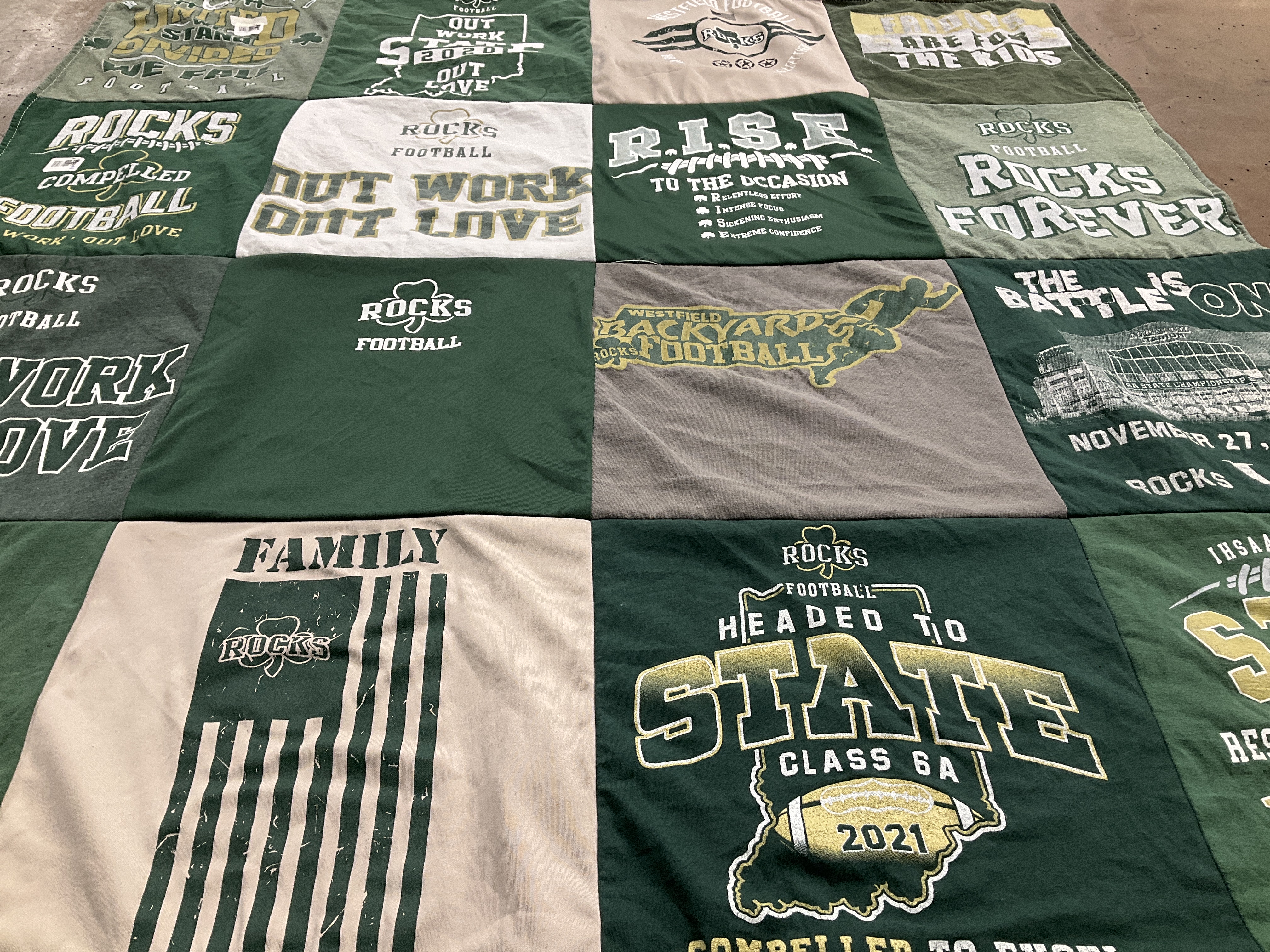 T-shirt quilt featuring westfield high school football by Angie from IN