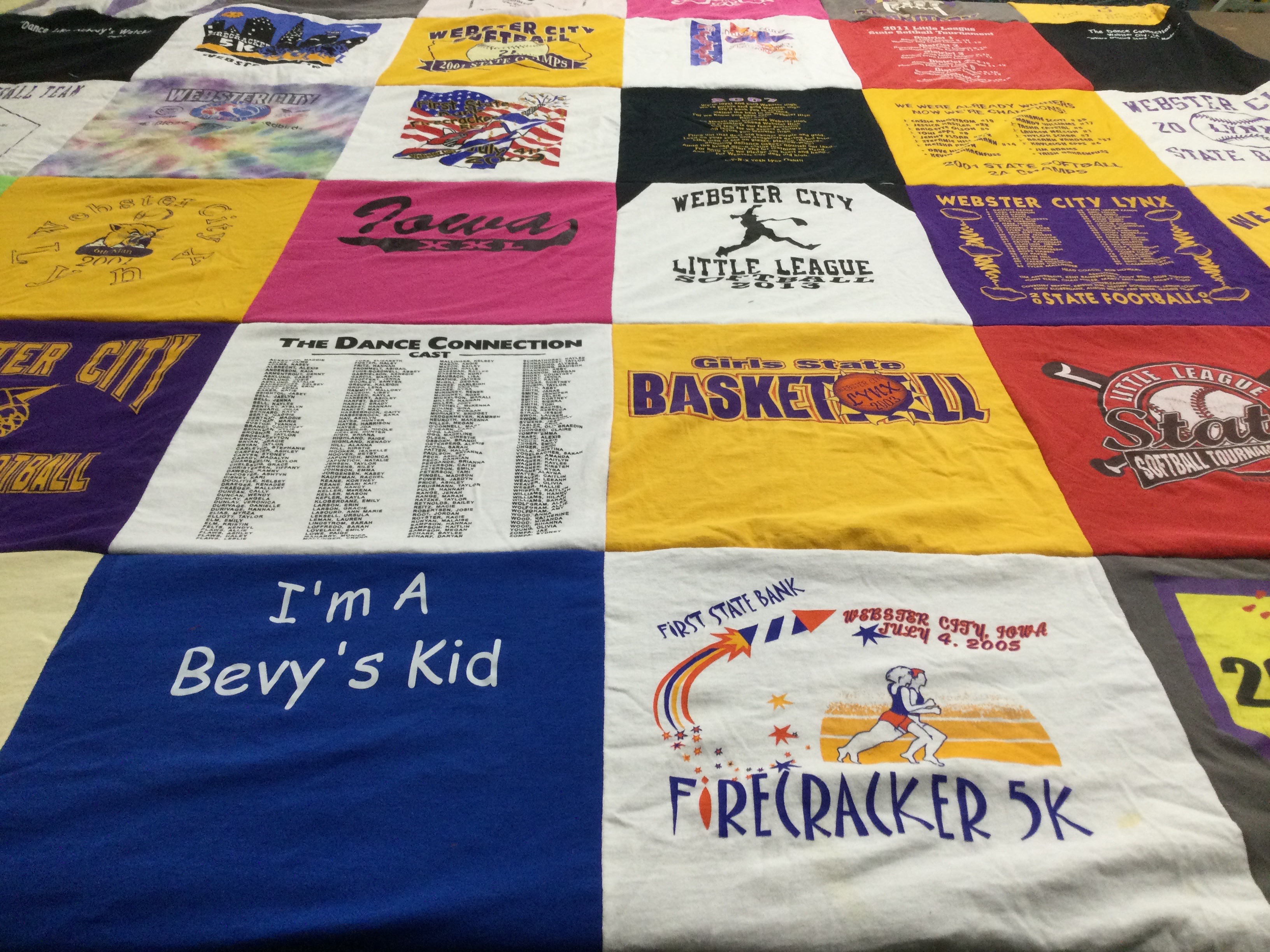 T-shirt quilt featuring webster city girls basketball, webster city little league by Kevin from IA