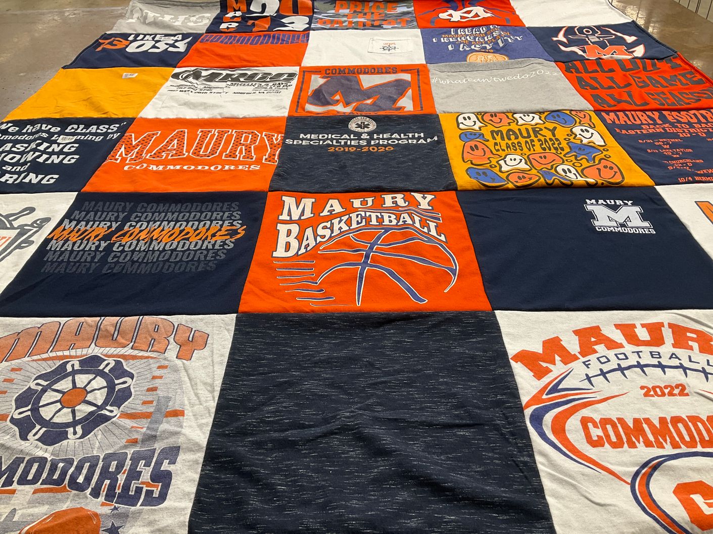 T-shirt quilt featuring maury basketball, maury football by April from VA