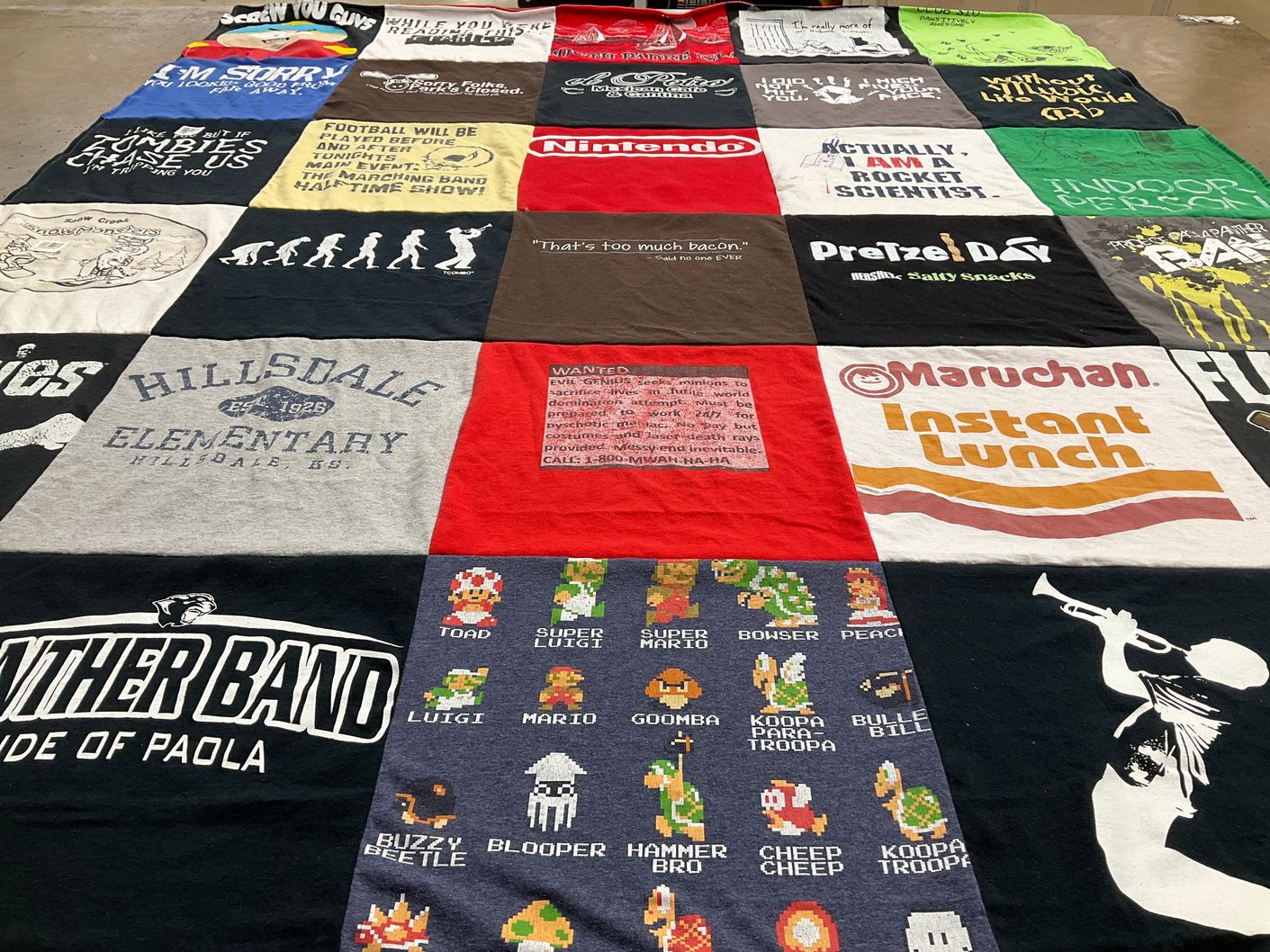 T-shirt quilt featuring panther band by Julie from KS