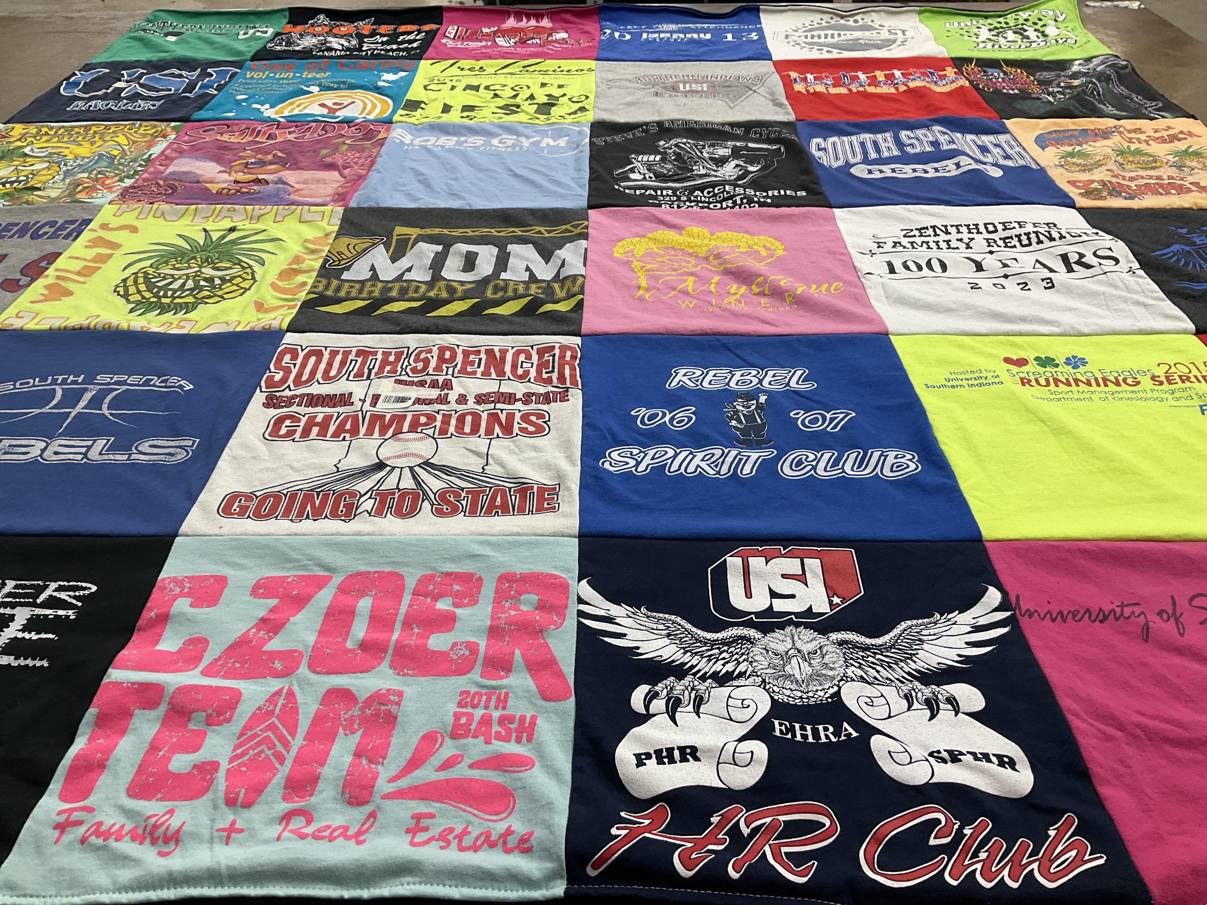 T-shirt quilt featuring south spencer rebels by Vanessa from IN