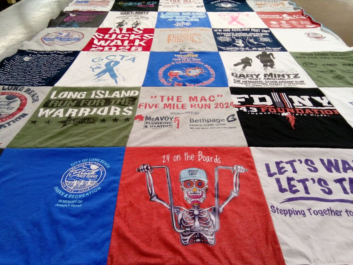 T-shirt quilt with charity, running themes by Sonya from NY