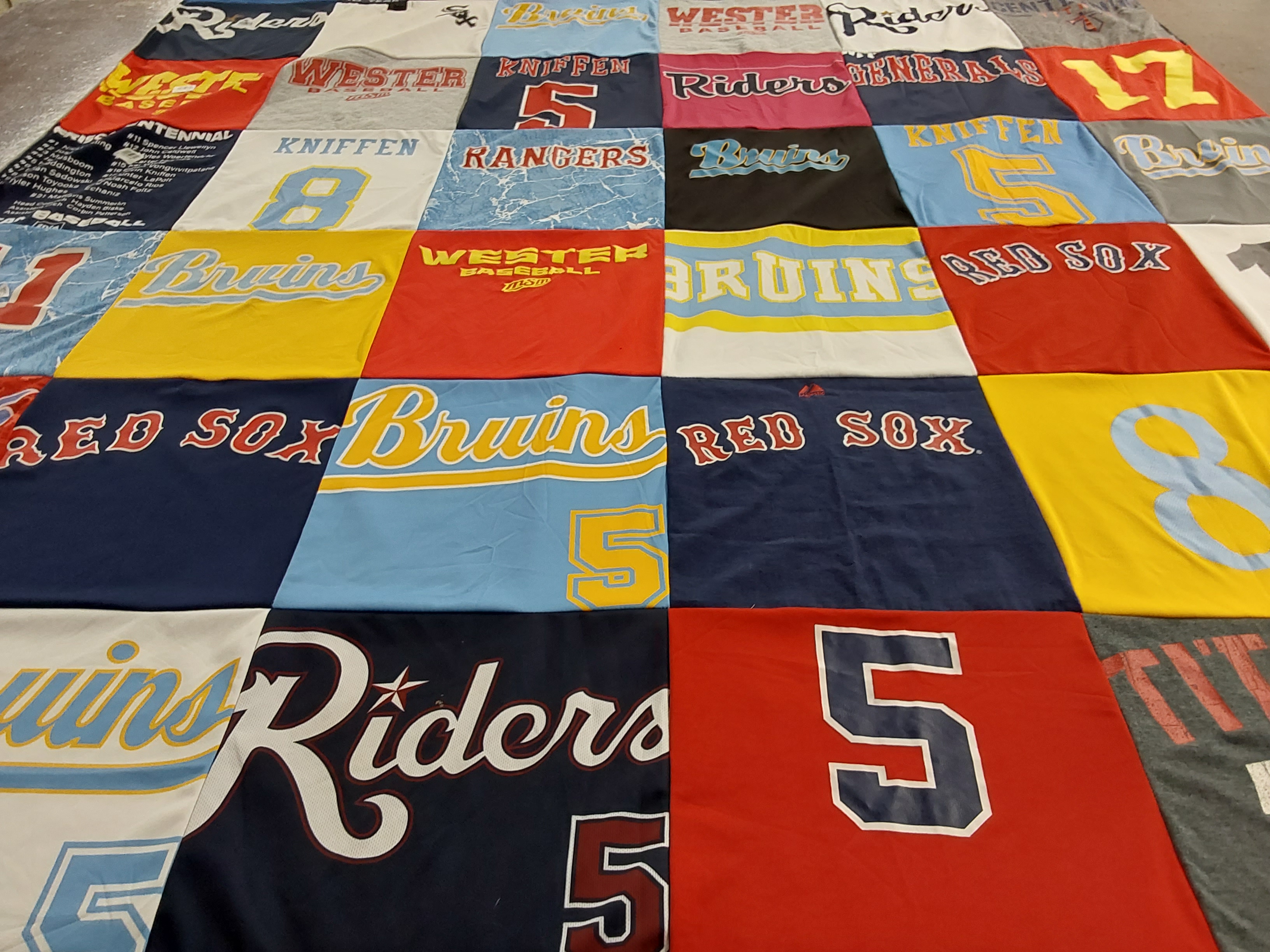 T-shirt quilt featuring bruins, riders by Wendy from TX