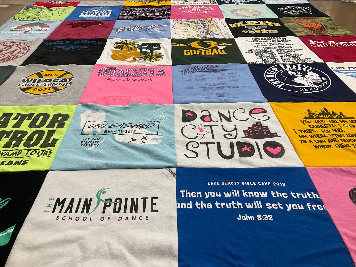 T-shirt quilt featuring wildcat tennis, softball by Erika from AR