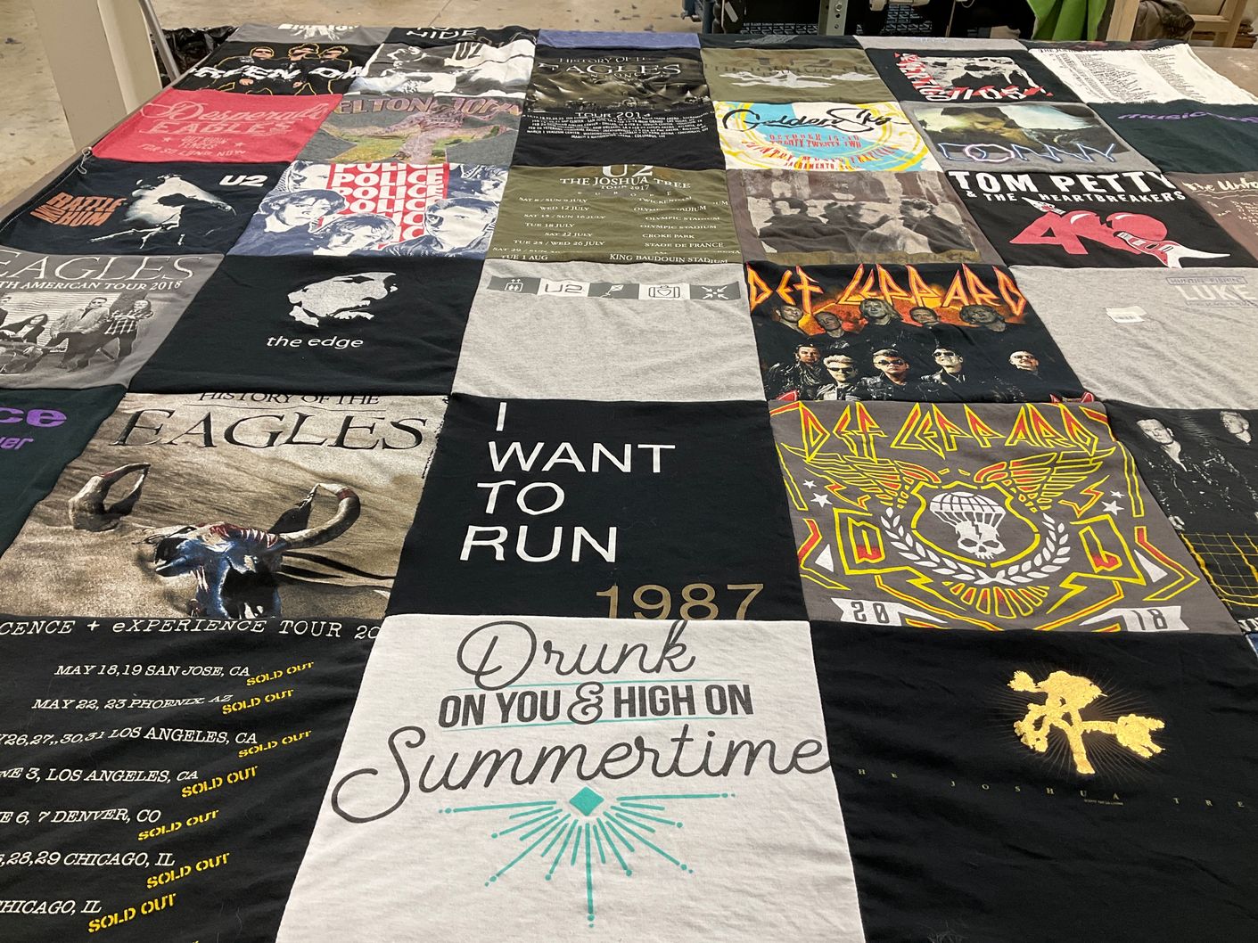 T-shirt quilt with music, rock themes by Sydney from TN