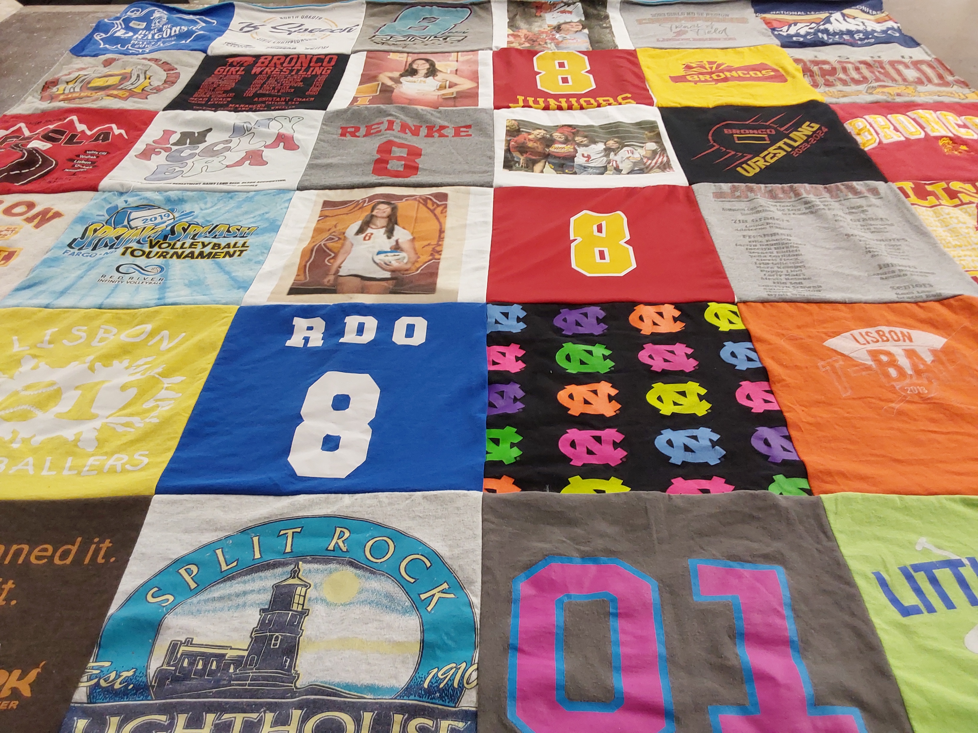 T-shirt quilt featuring broncos by Deb from ND