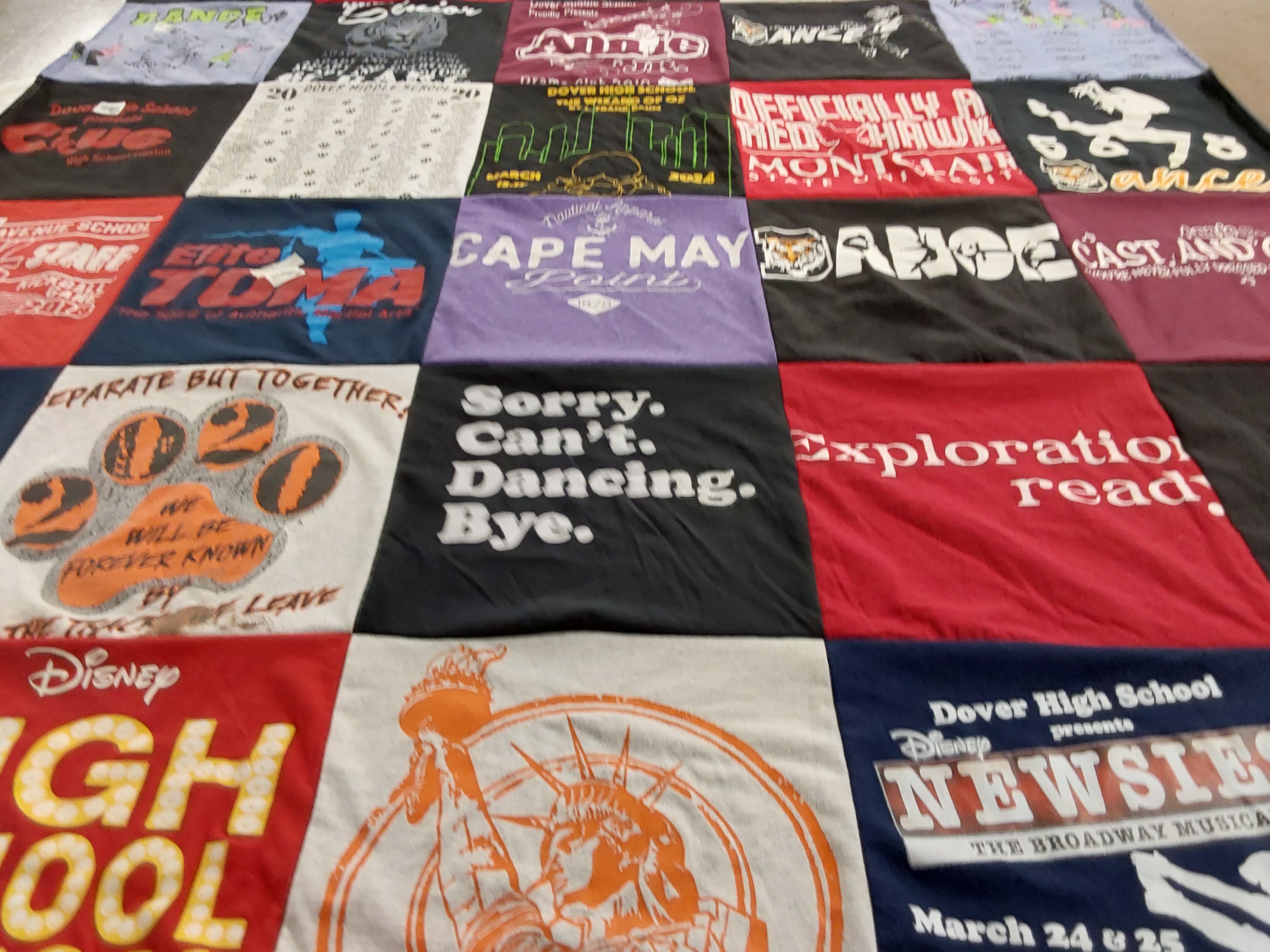 T-shirt quilt from dover high school by Benilde from NJ