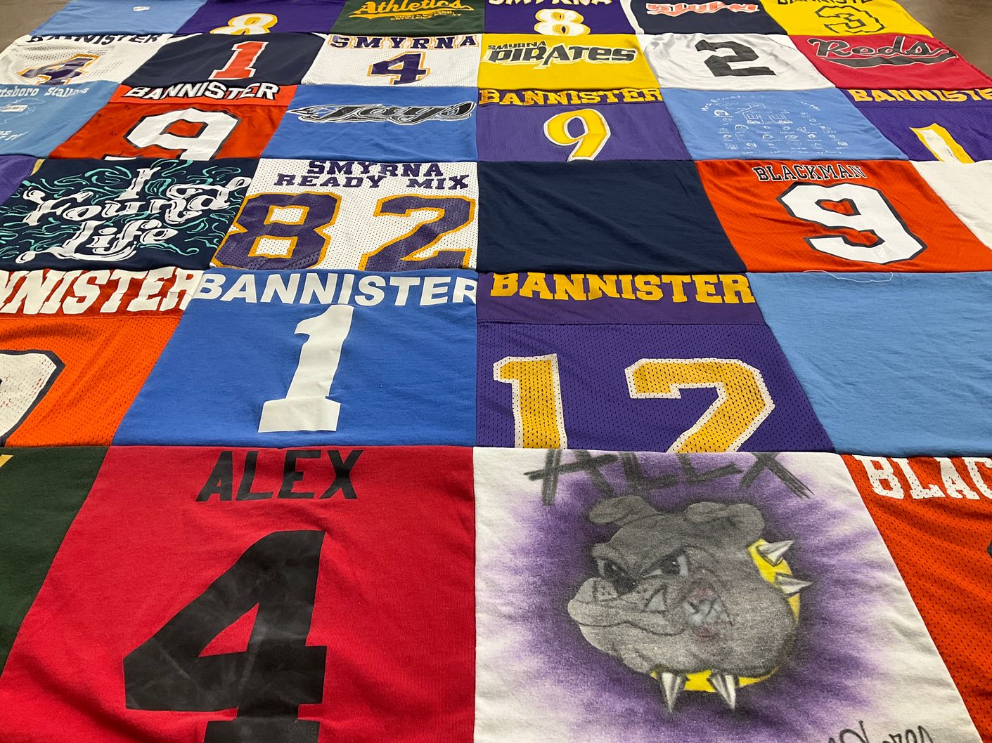 T-shirt quilt from bannister college by Jill from TN