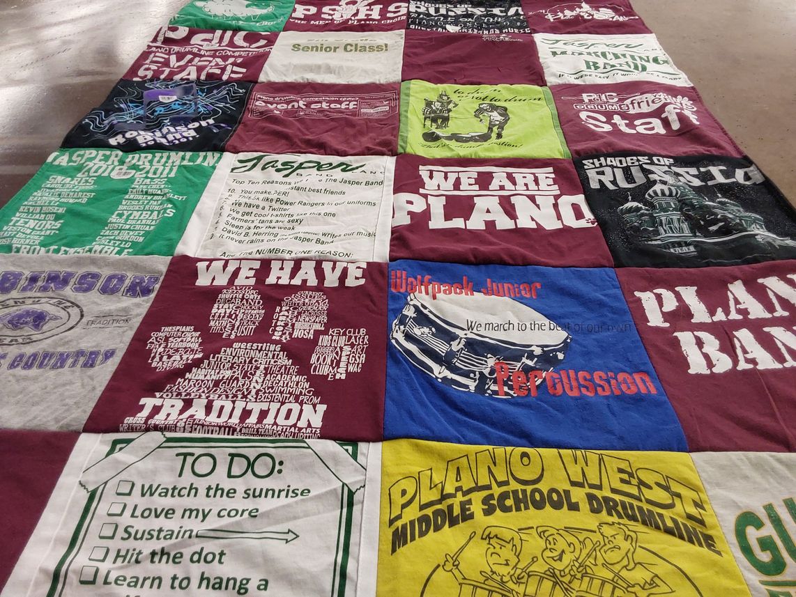 T-shirt quilt featuring plano west wolfpack by Cynthia from TX