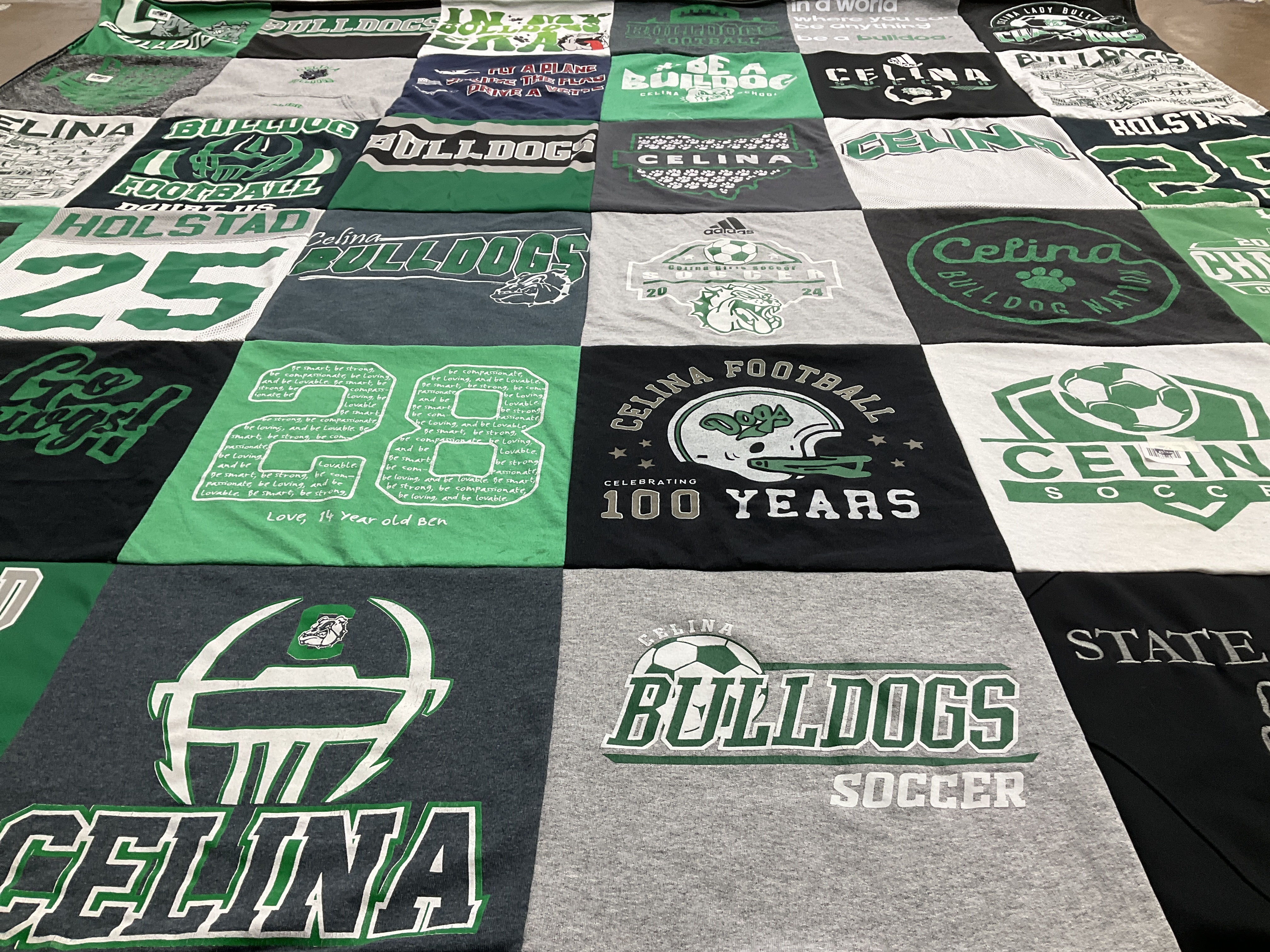 T-shirt quilt featuring celina bulldogs football, celina bulldogs soccer by Kelly from OH