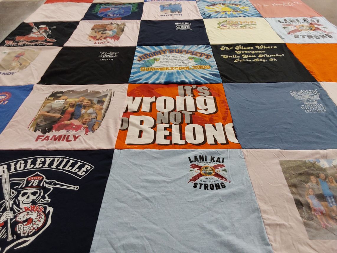T-shirt quilt featuring fire department by Annie from IN