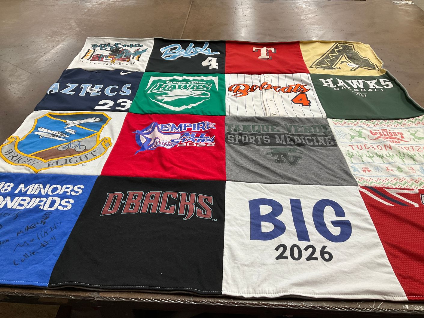 T-shirt quilt featuring dbacks, bobcats by Lauren from AZ