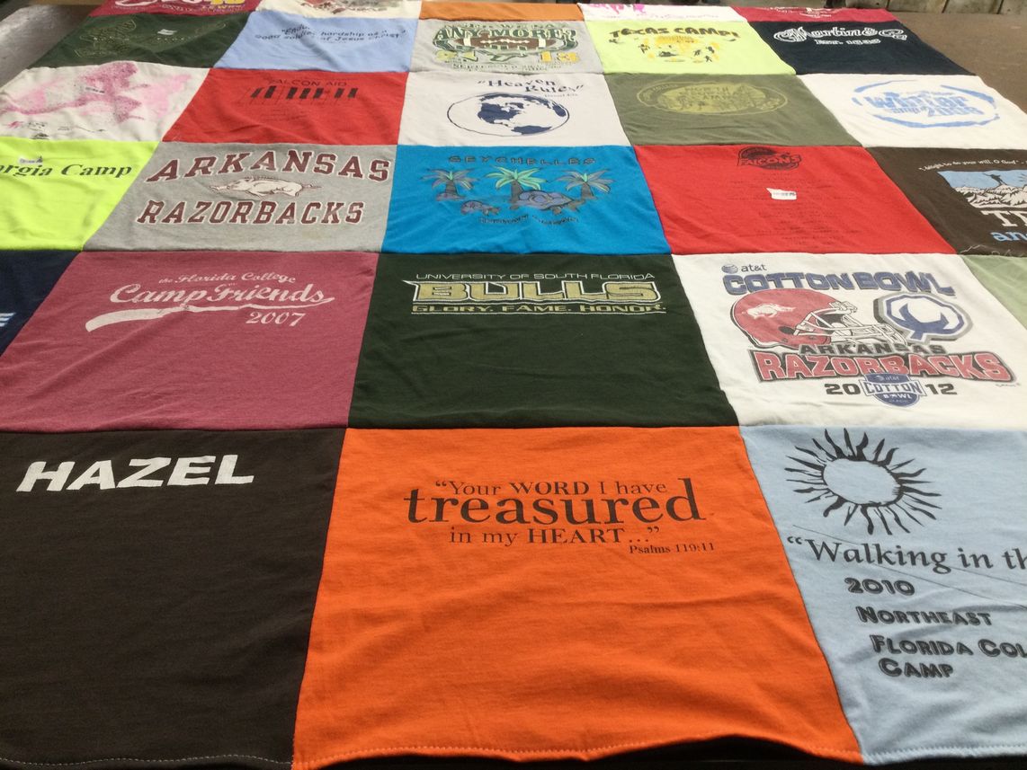 T-shirt quilt featuring arkansas razorbacks by Britni from NY