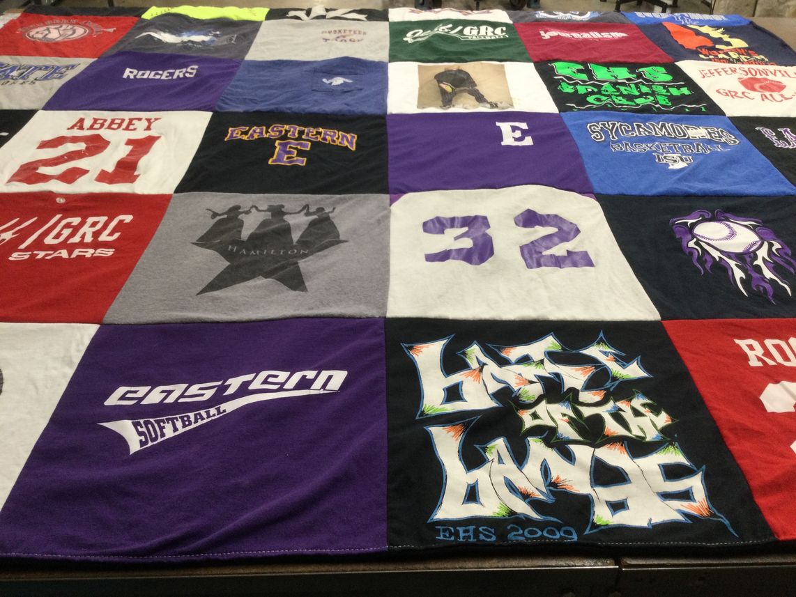 T-shirt quilt featuring eastern high school baseball, eastern high school basketball by Amy from IN
