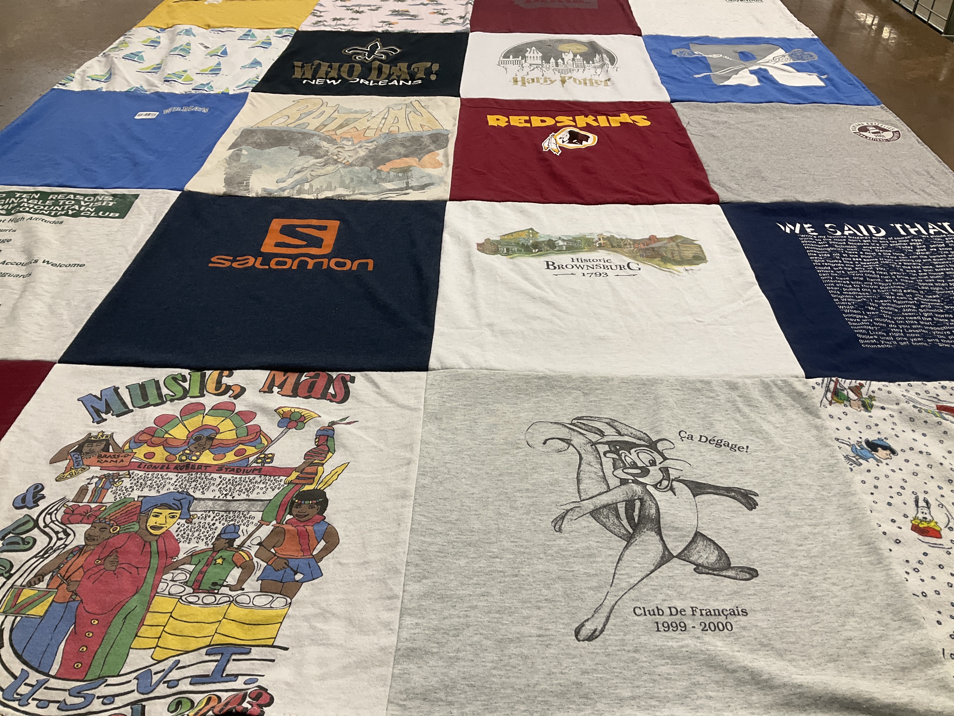 T-shirt quilt with new orleans, music themes by Marguerite from VA