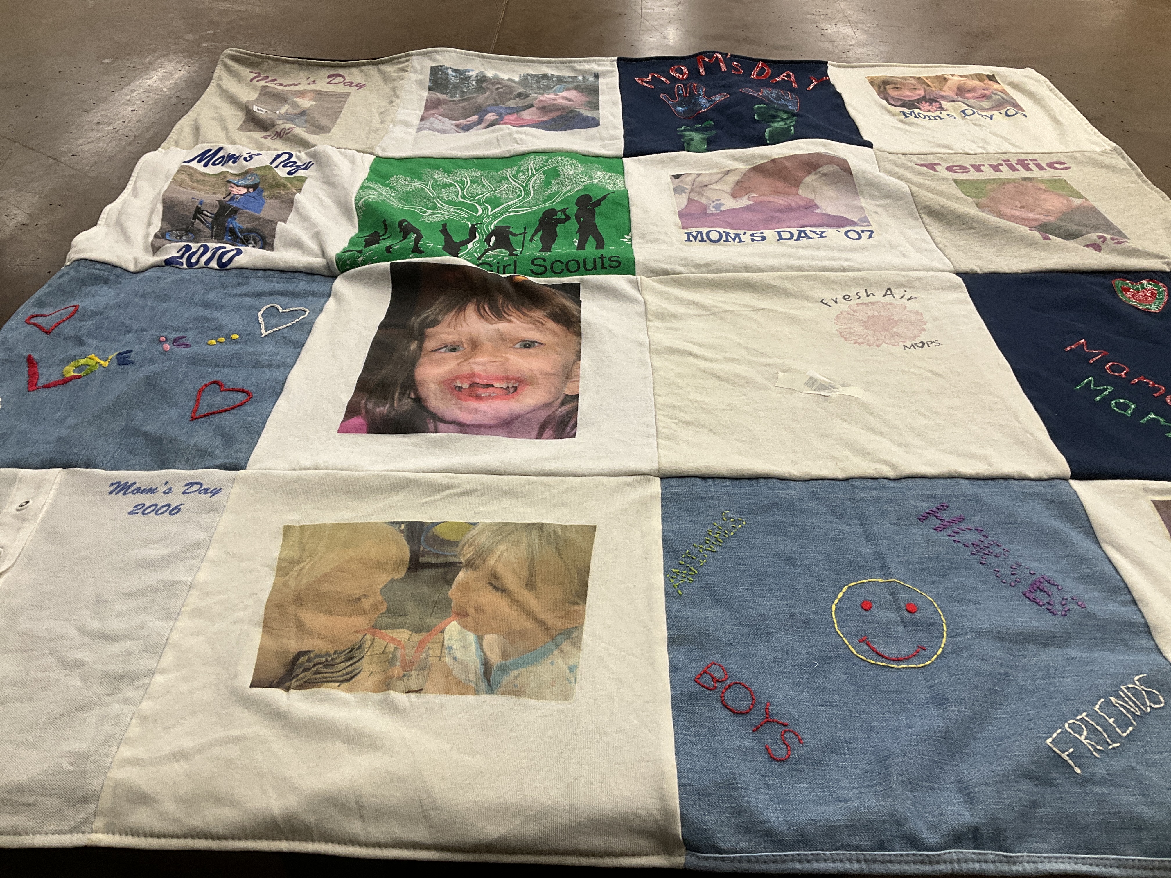 T-shirt quilt with family, memories themes by Amy from WA