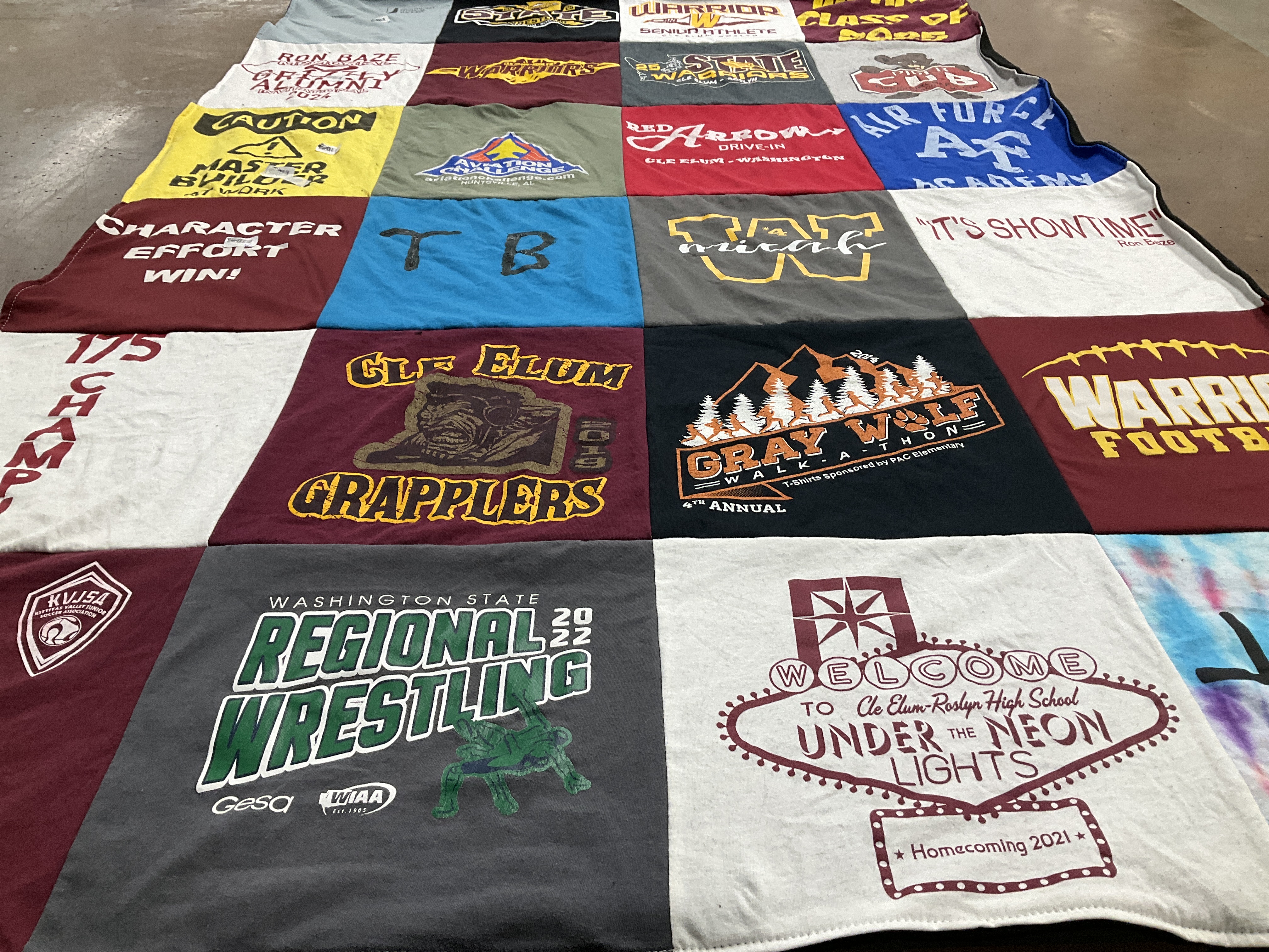 T-shirt quilt featuring warrior football by Amy from WA