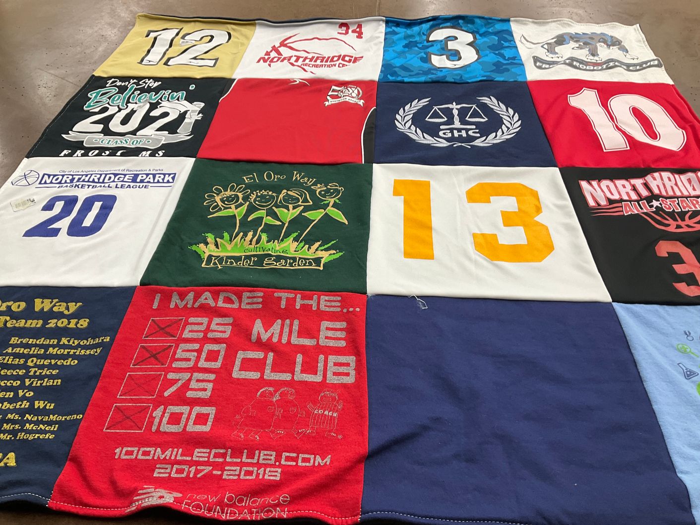 T-shirt quilt featuring northridge park basketball league by Elizabeth from CA