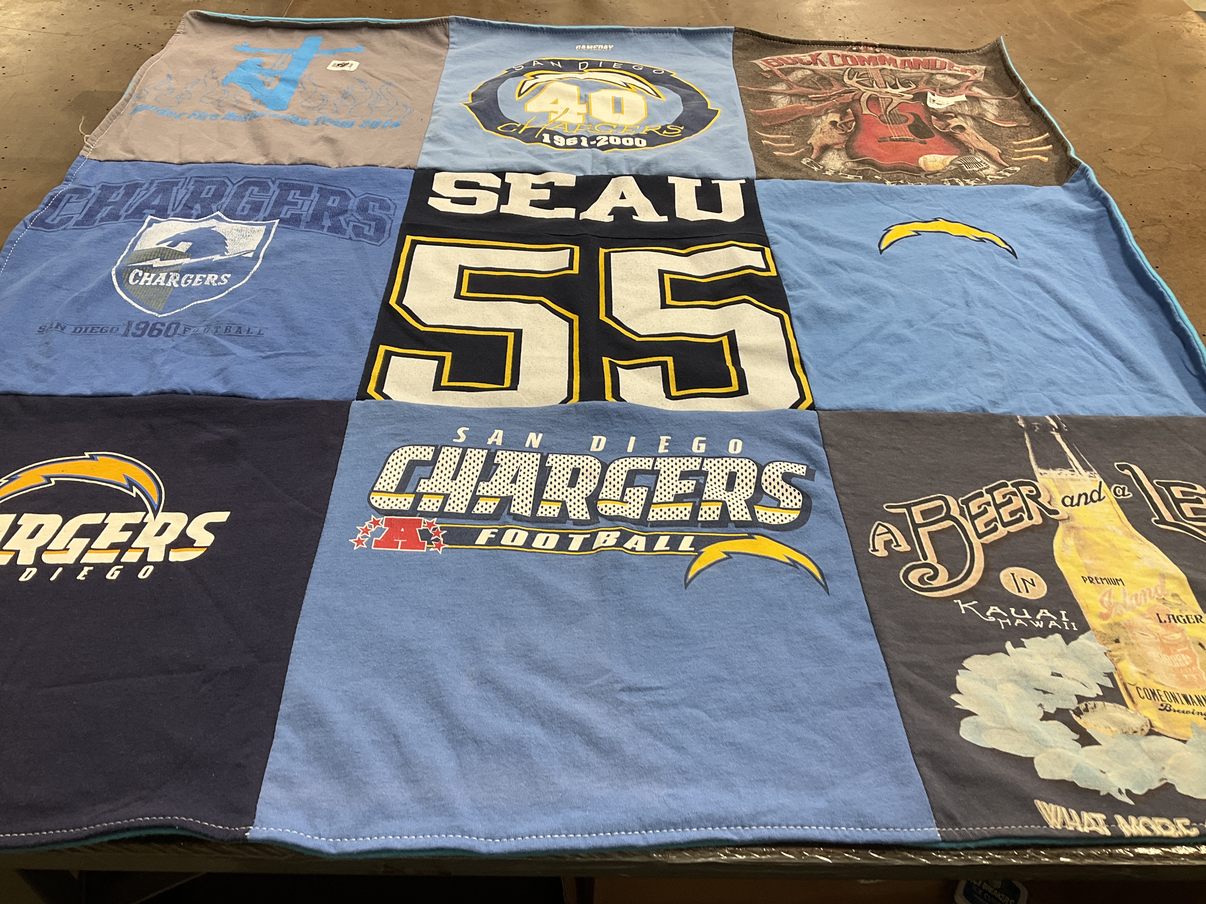 T-shirt quilt featuring san diego chargers by bonita from CA