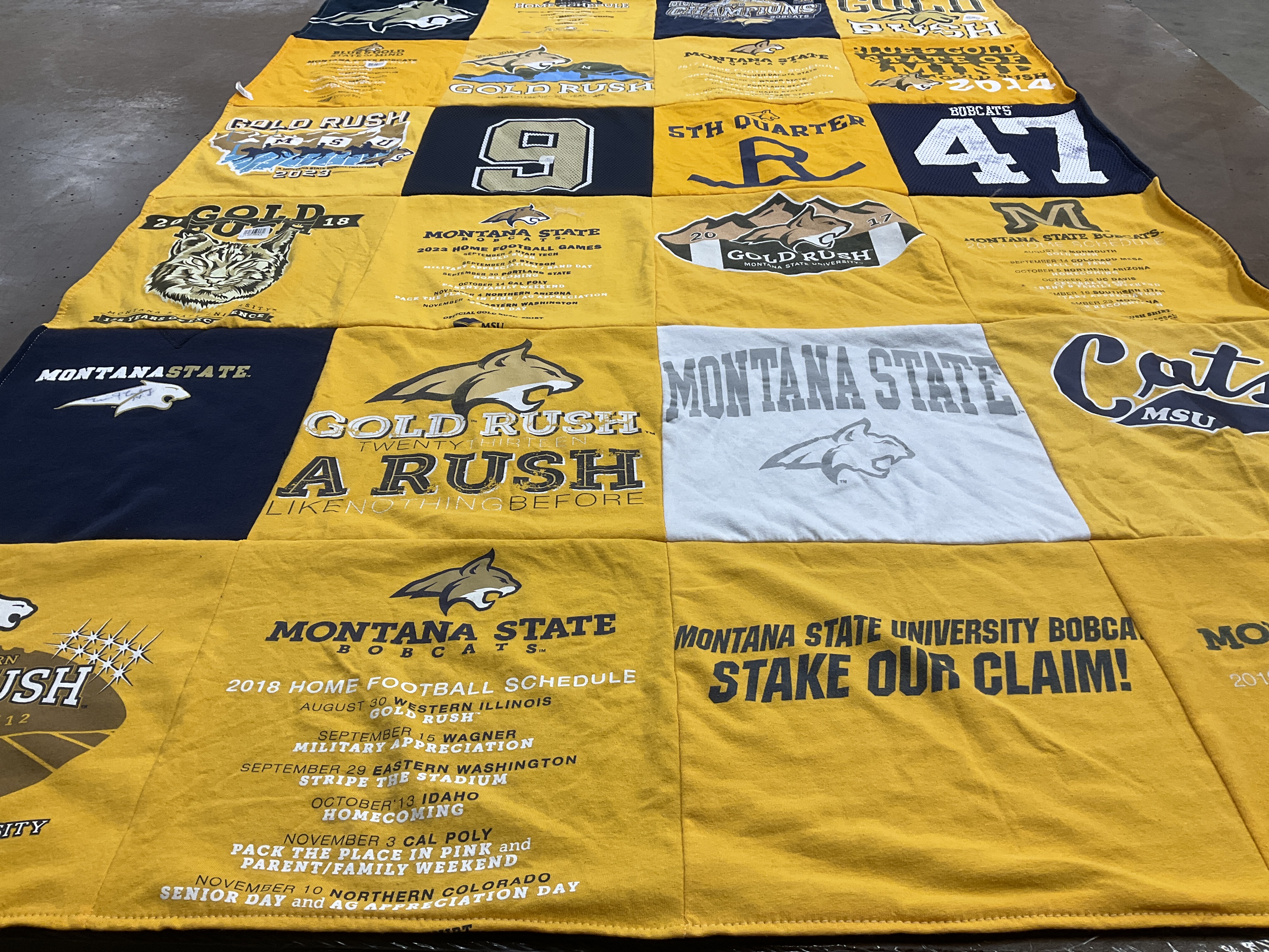 T-shirt quilt featuring montana state university bobcats by Robyn from MT