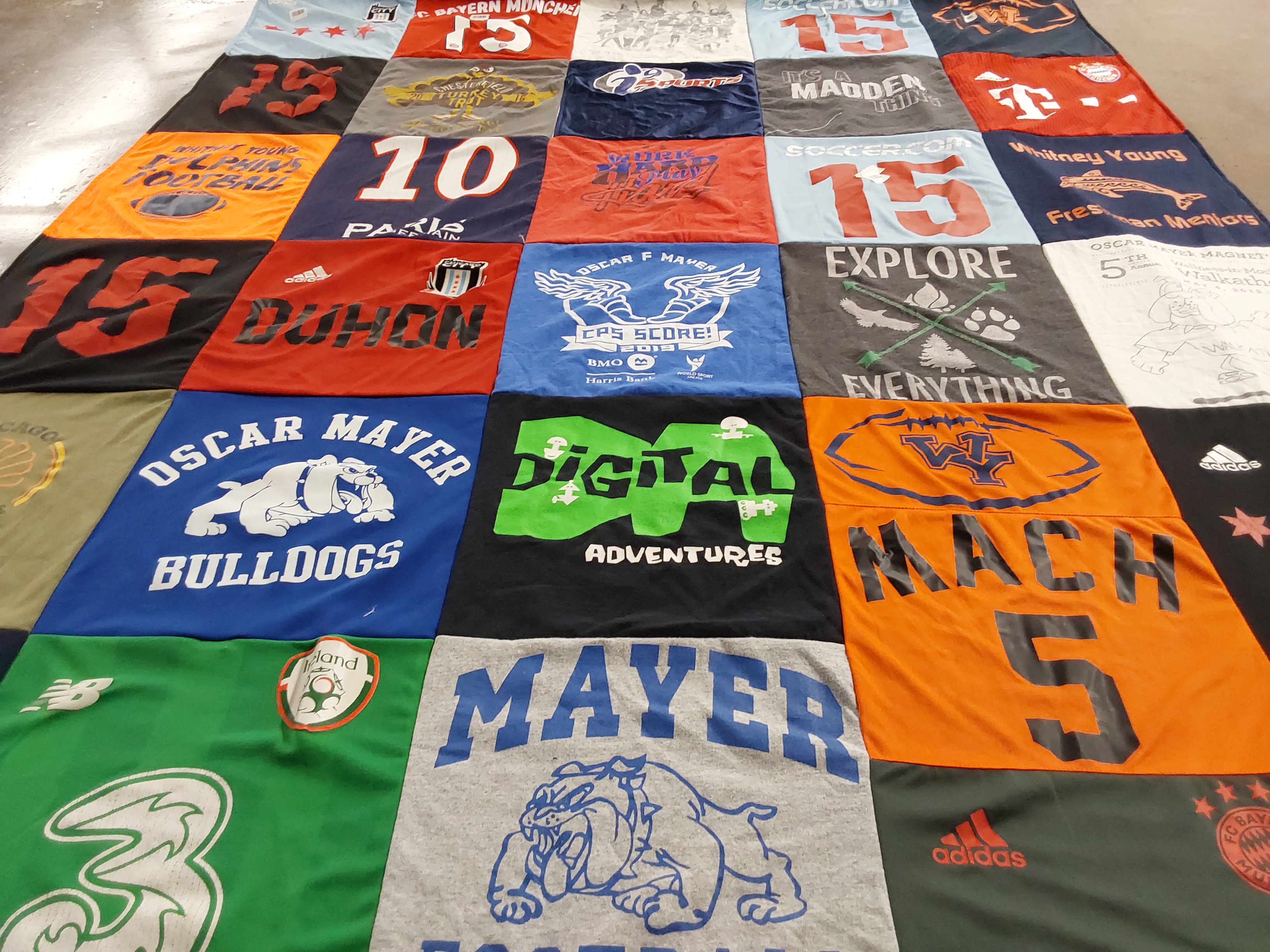 T-shirt quilt featuring bulldogs, bayern munchen by Vicki from IL