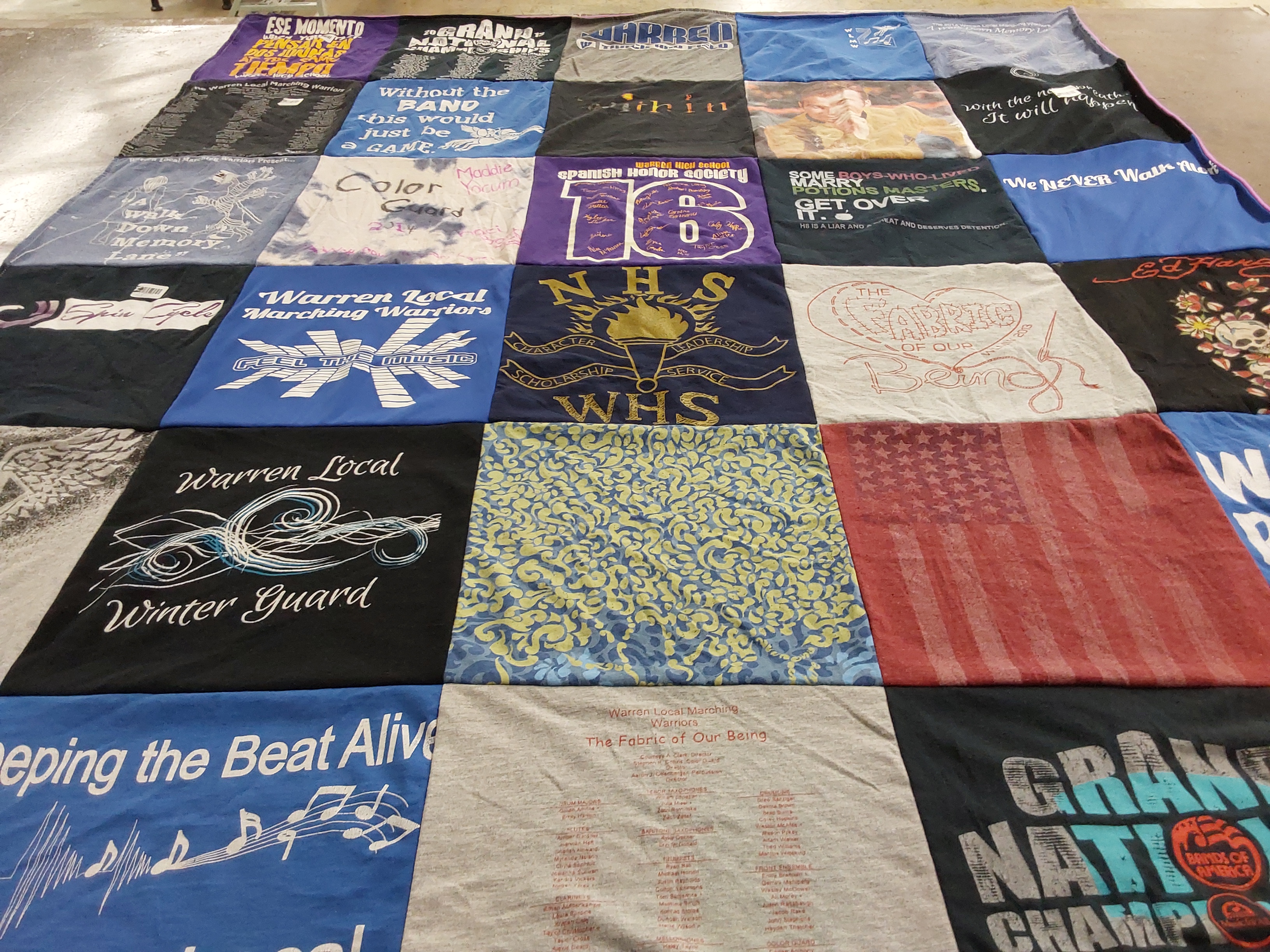 T-shirt quilt featuring warren local marching warriors by Jennie from OH