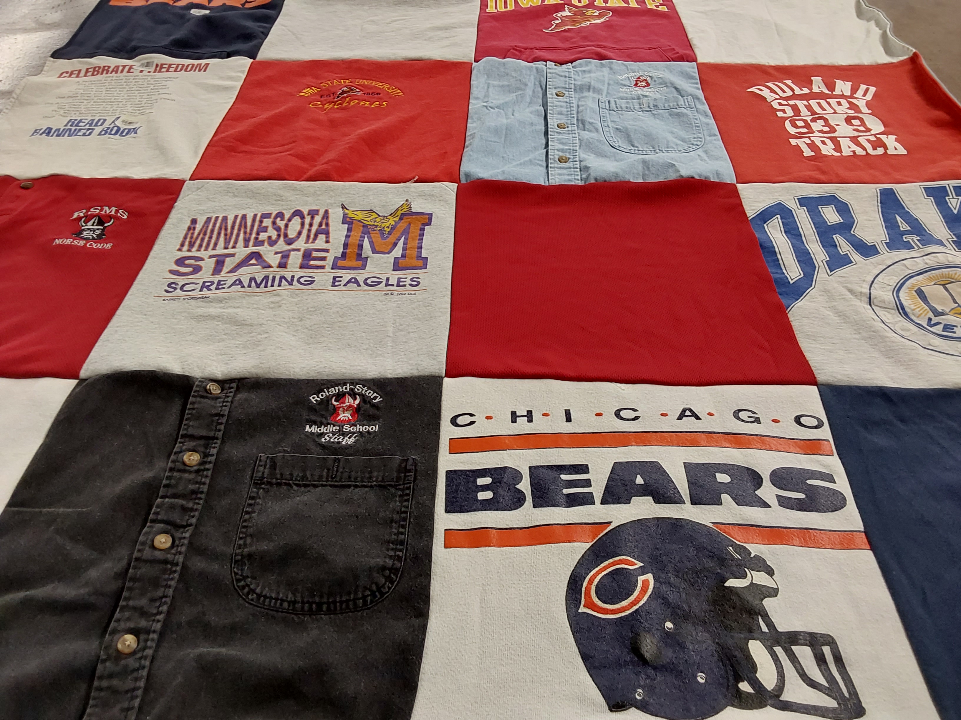 T-shirt quilt featuring chicago bears, drake university by Deb from IA