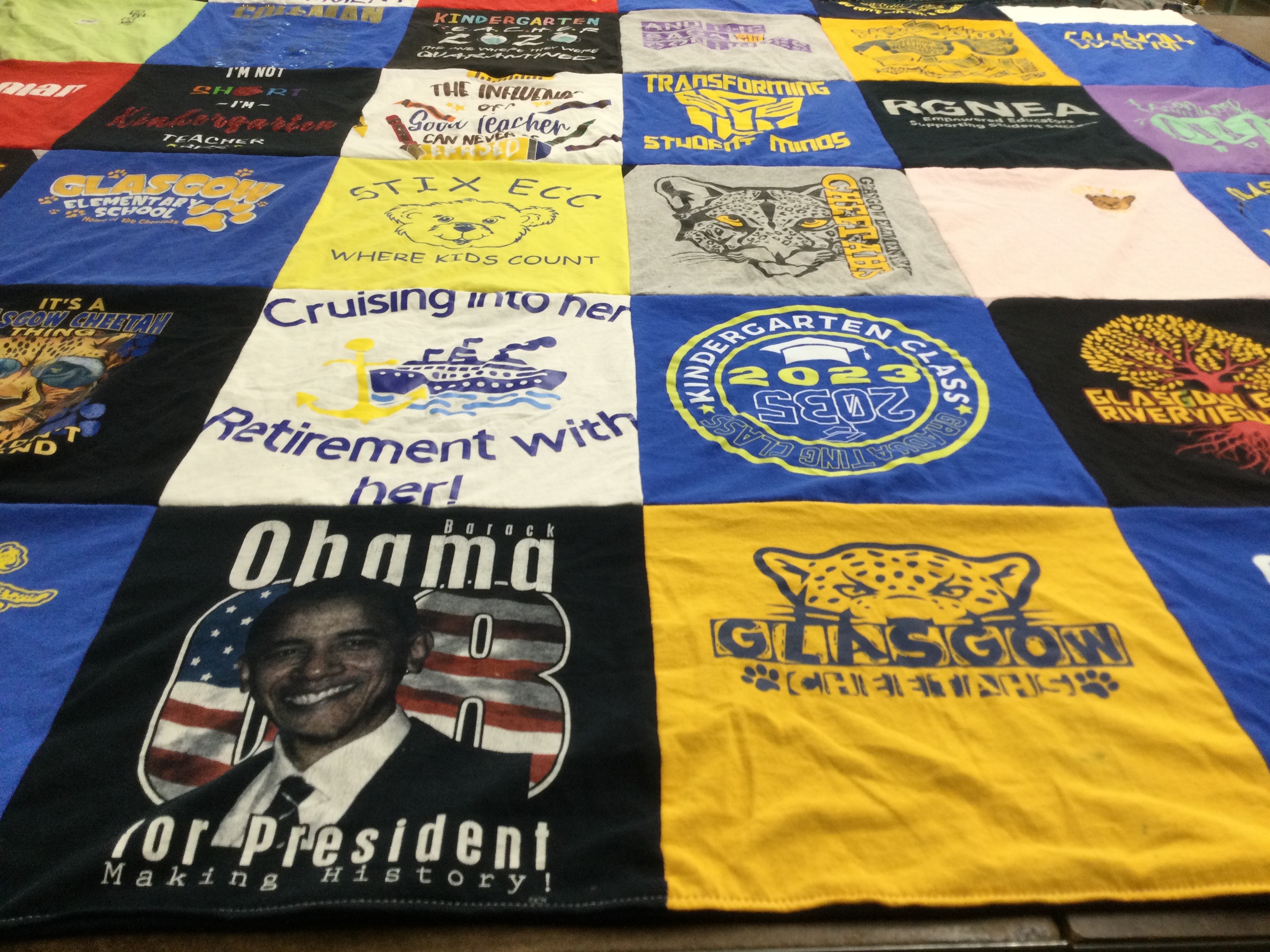 T-shirt quilt featuring glasgow cheetahs by Paula from MO