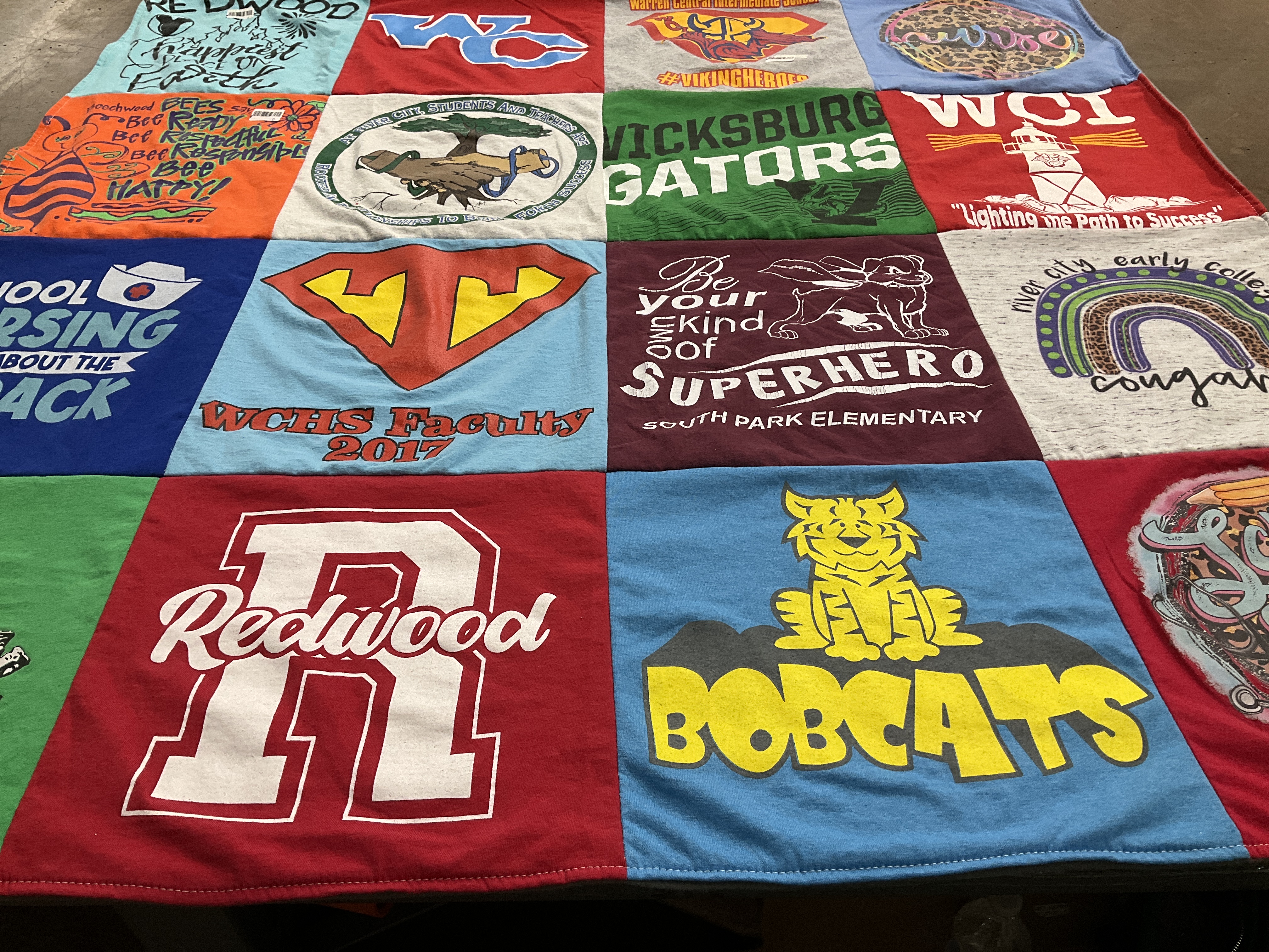 T-shirt quilt featuring gators, bobcats by Dara from MS
