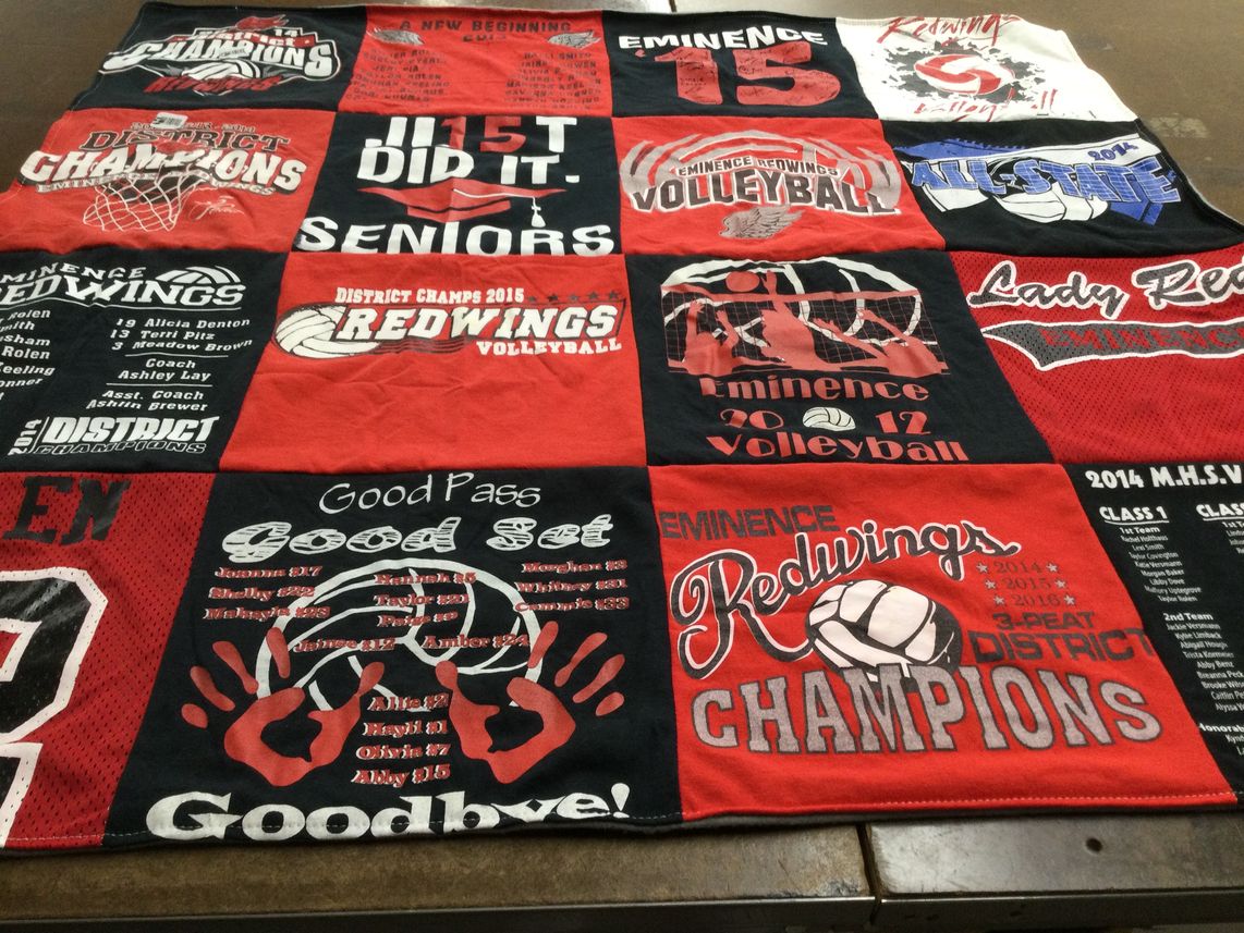 T-shirt quilt featuring eminence redwings volleyball by AMY from MO