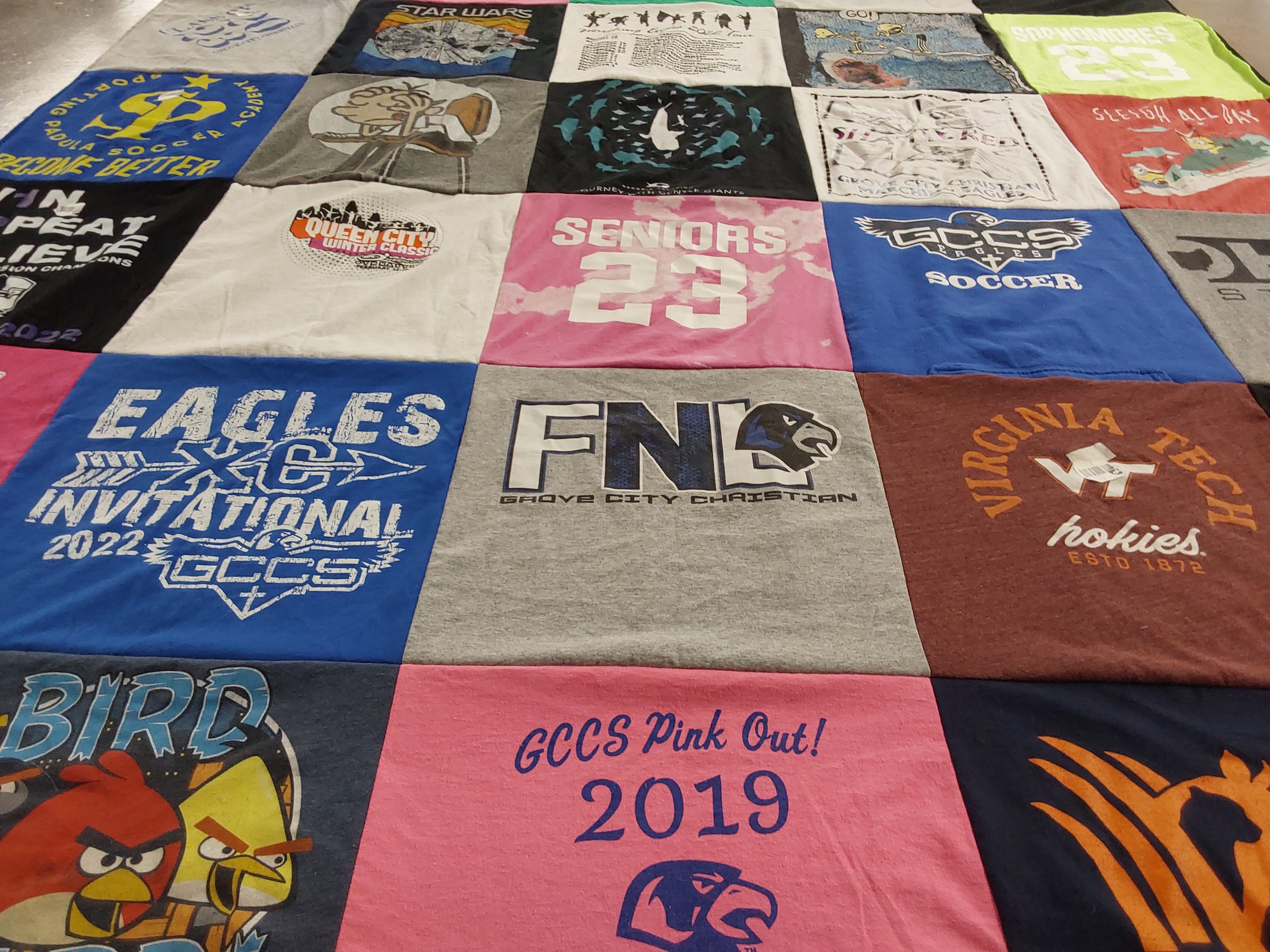 T-shirt quilt featuring grove city christian school by Elizabeth from OH