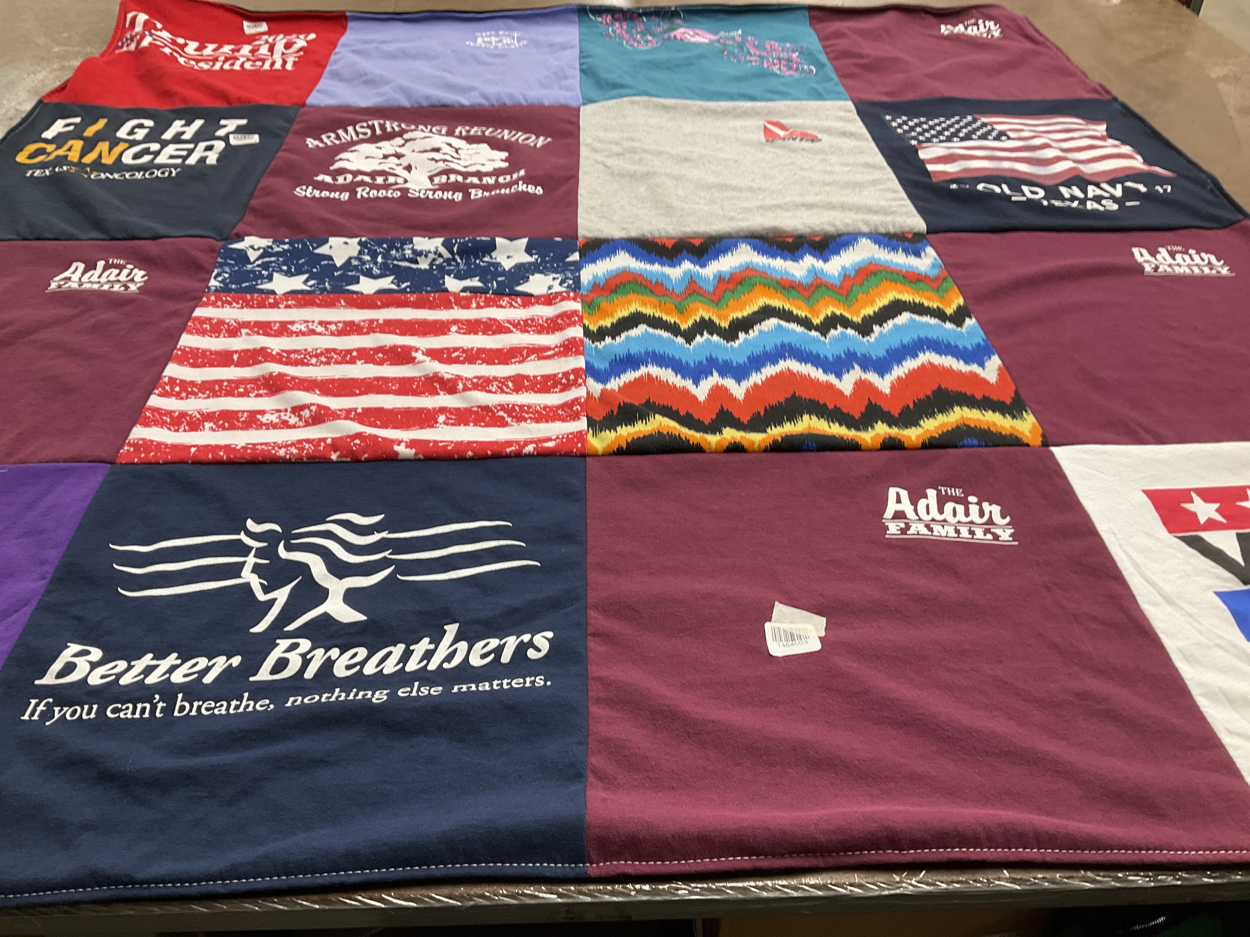T-shirt quilt with family, health themes by Sandra from TX