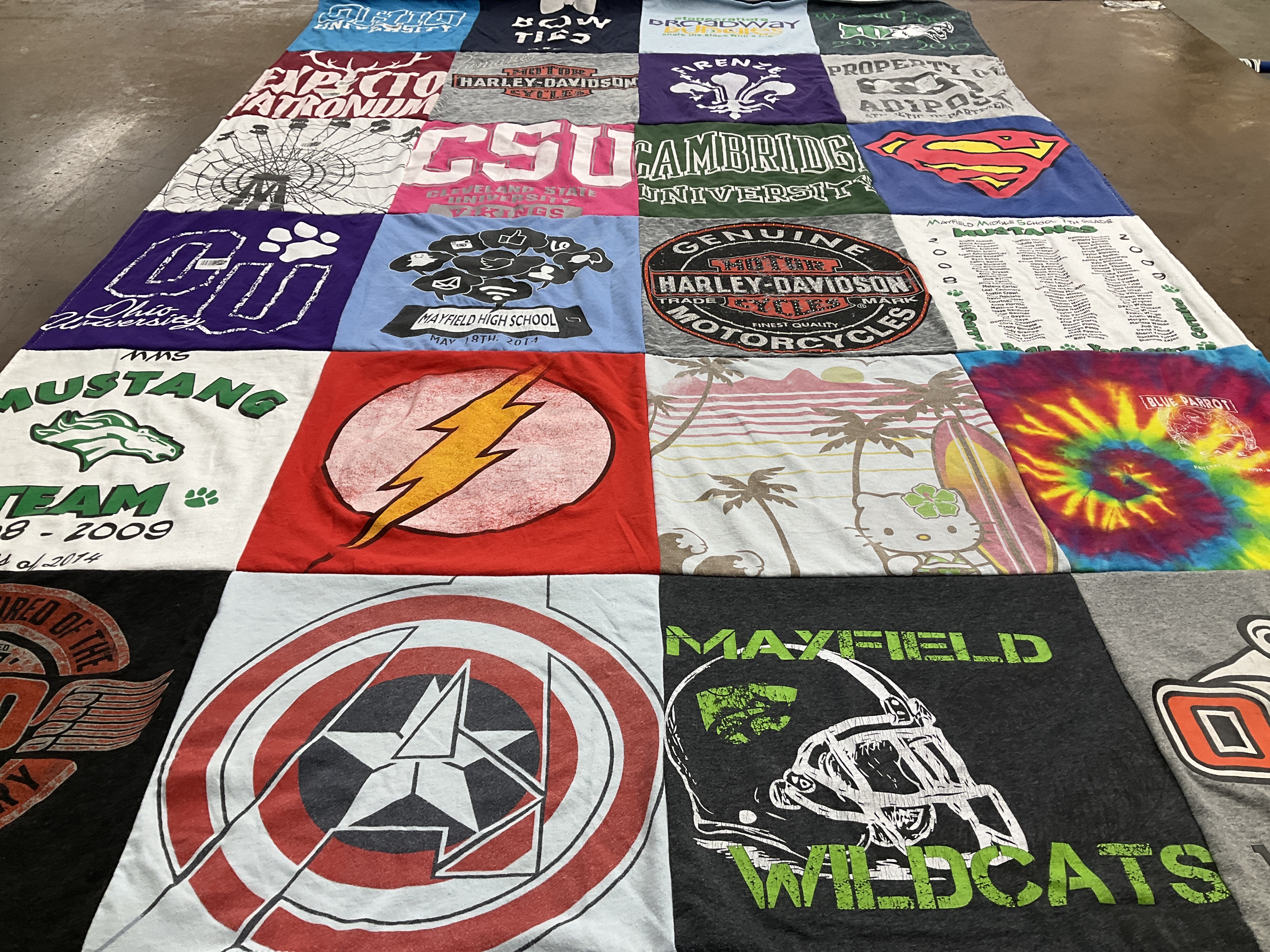 T-shirt quilt featuring mayfield wildcats by Kellie from OH