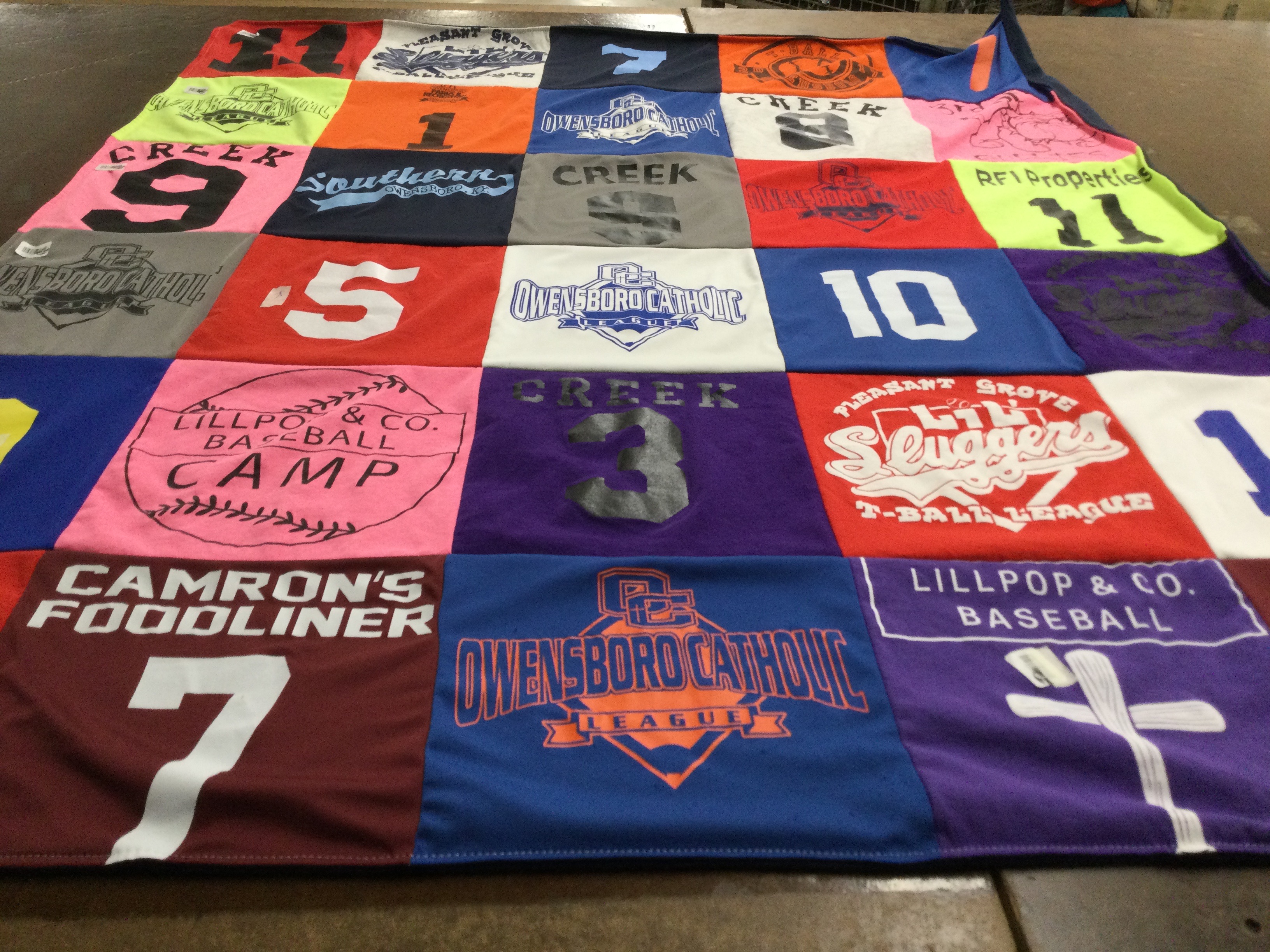 T-shirt quilt featuring pleasant grove t-ball league by Marissa from KY