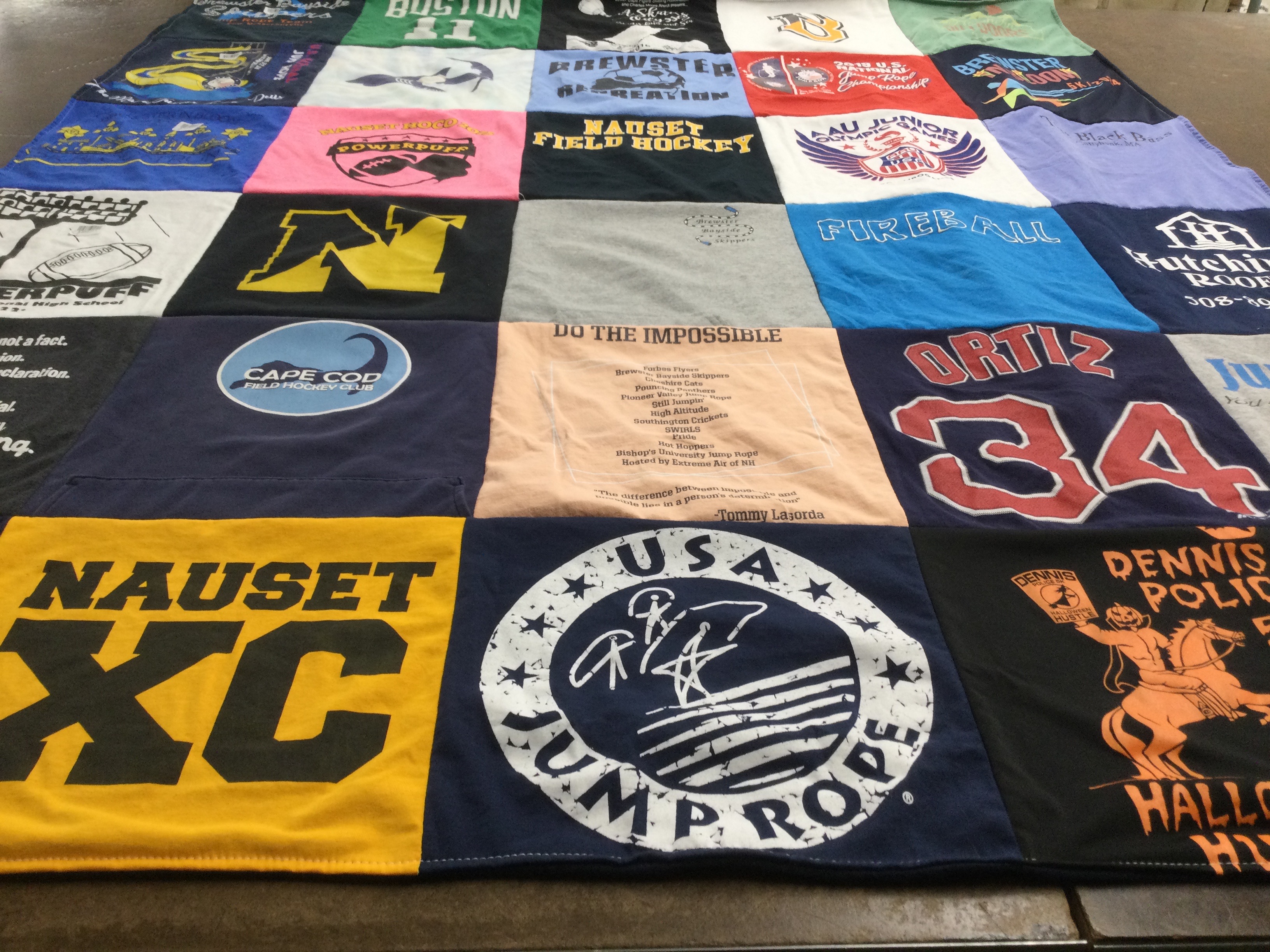 T-shirt quilt from boston college, nauset regional high school by Stephany from MA