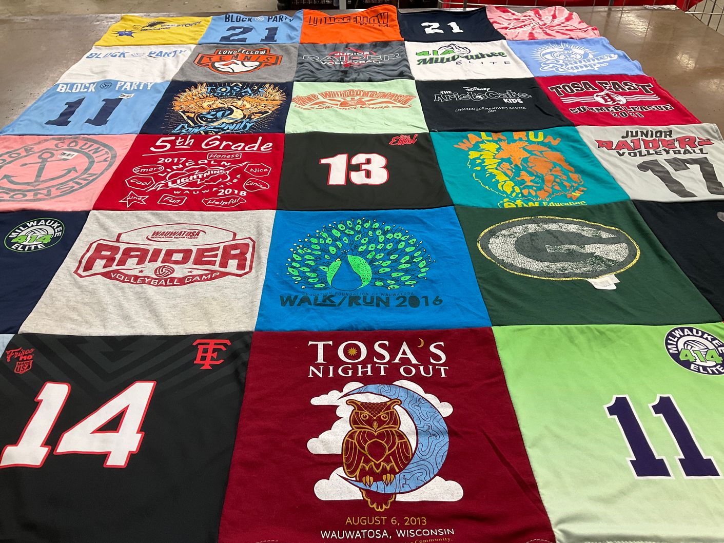 T-shirt quilt featuring wauwatosa raiders volleyball by Audra from WI