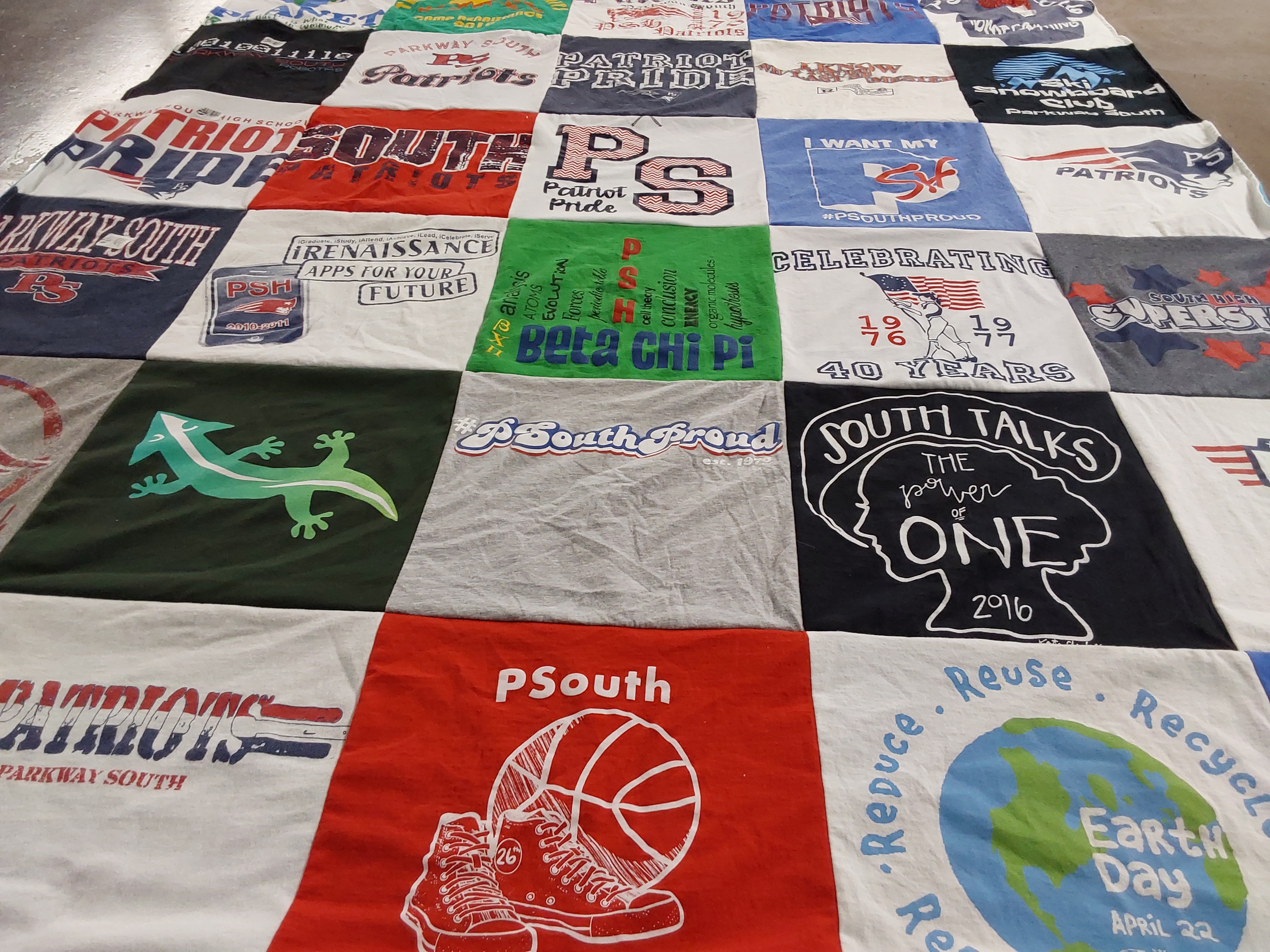 T-shirt quilt from parkway south high school by Kathy from MO