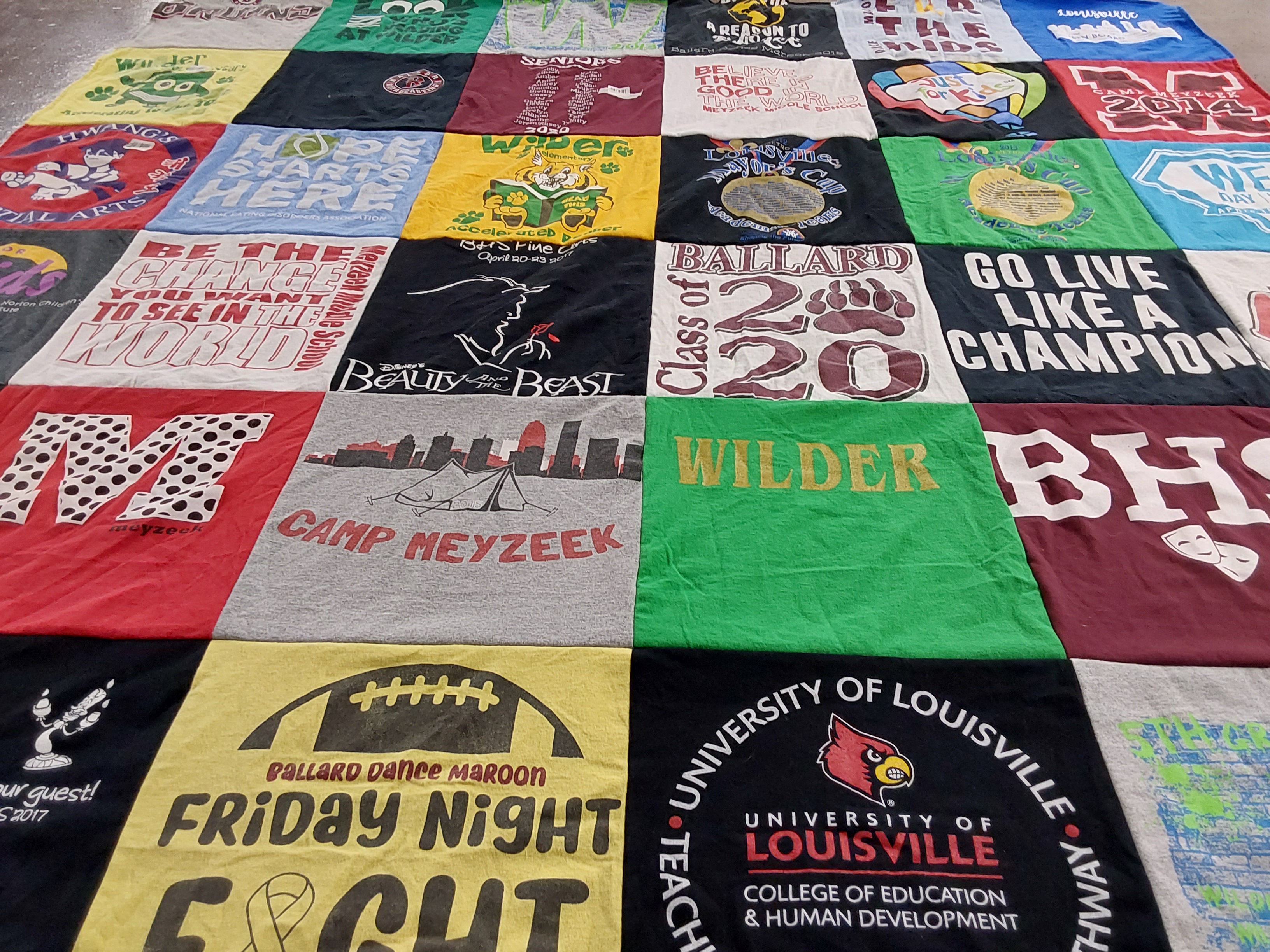 T-shirt quilt from ballard high school, camp meyzeek by CHESTON from KY