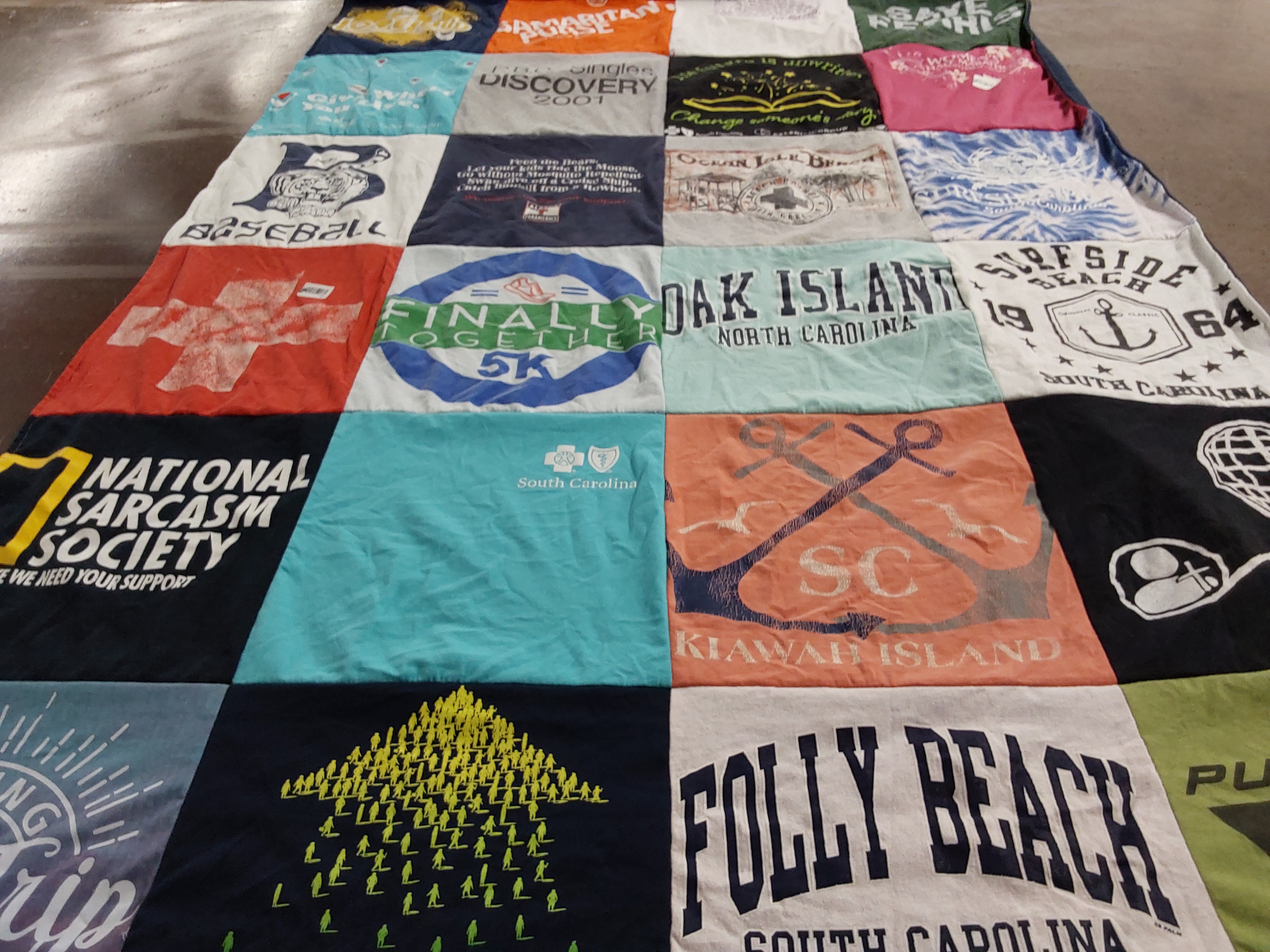 T-shirt quilt with beach, soccer themes by Kim from SC