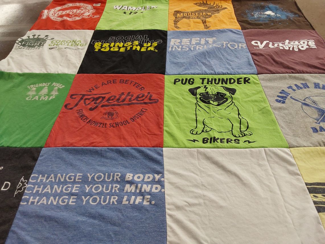 T-shirt quilt featuring santan high baseball by Jaime from MO